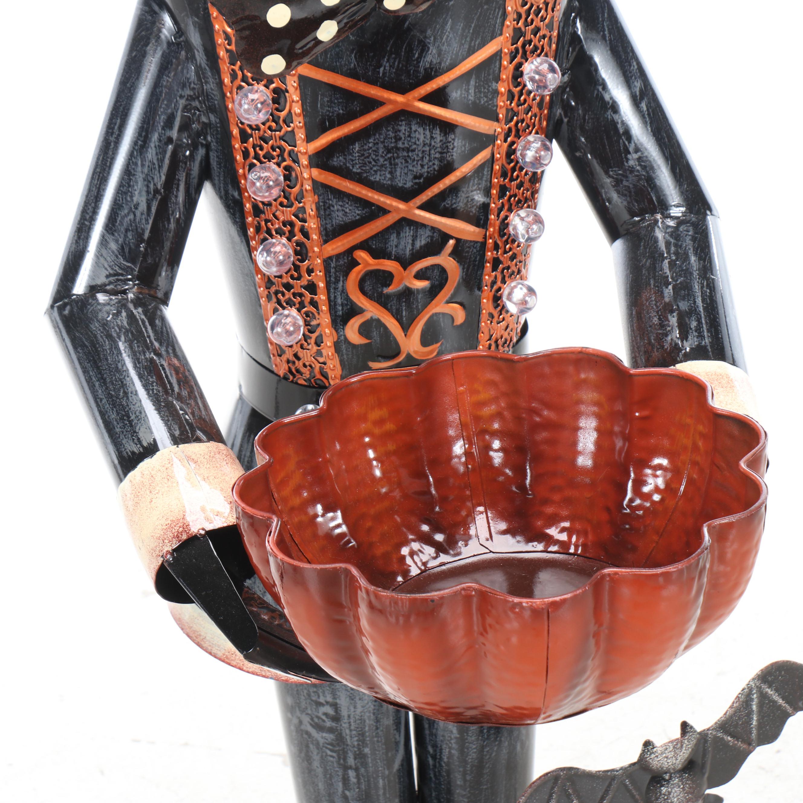 Zaer Halloween Metal Pumpkin Soldier with Candy Bowl