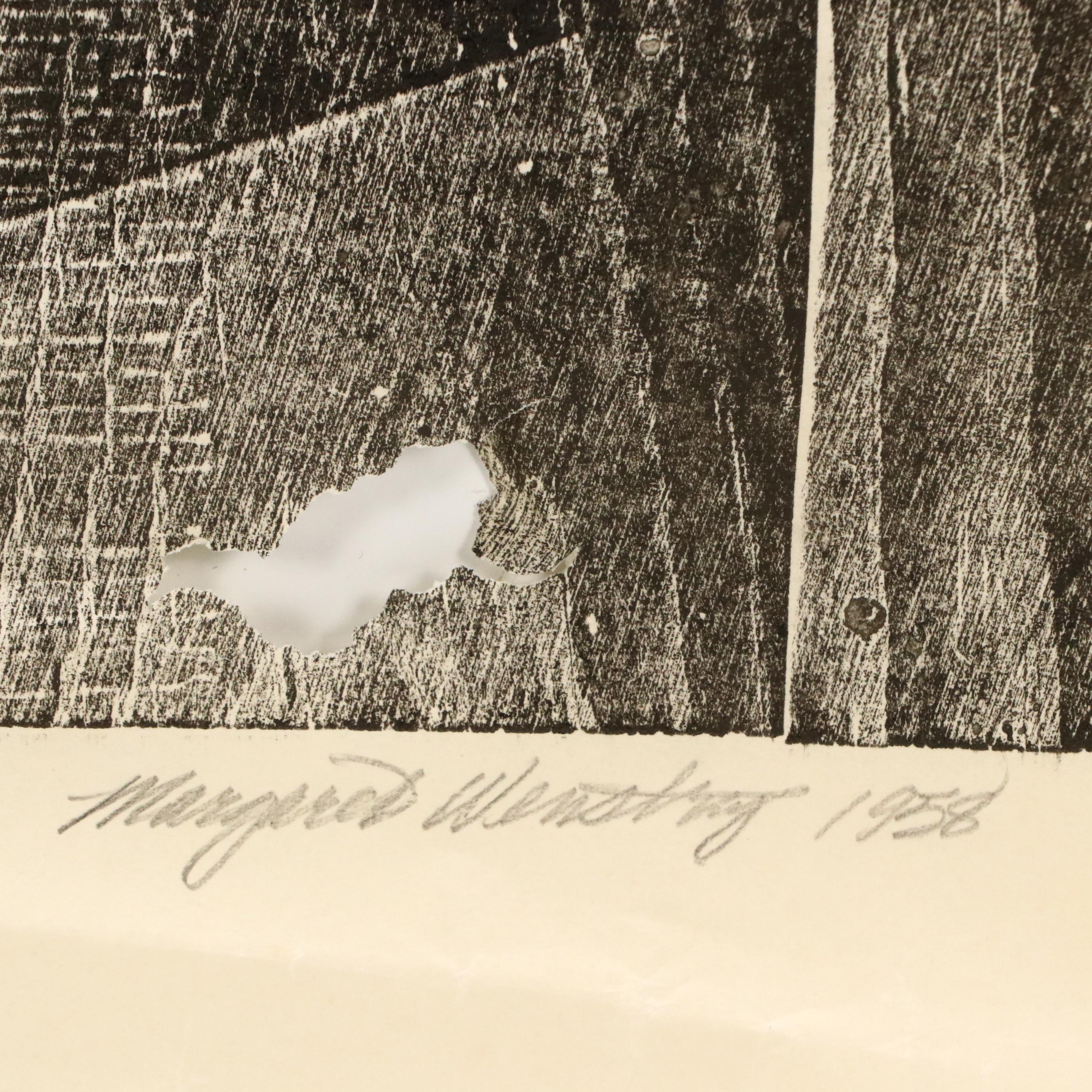 Margaret Wenstrup Abstract Collagraph and More Figural Relief Prints, 1958