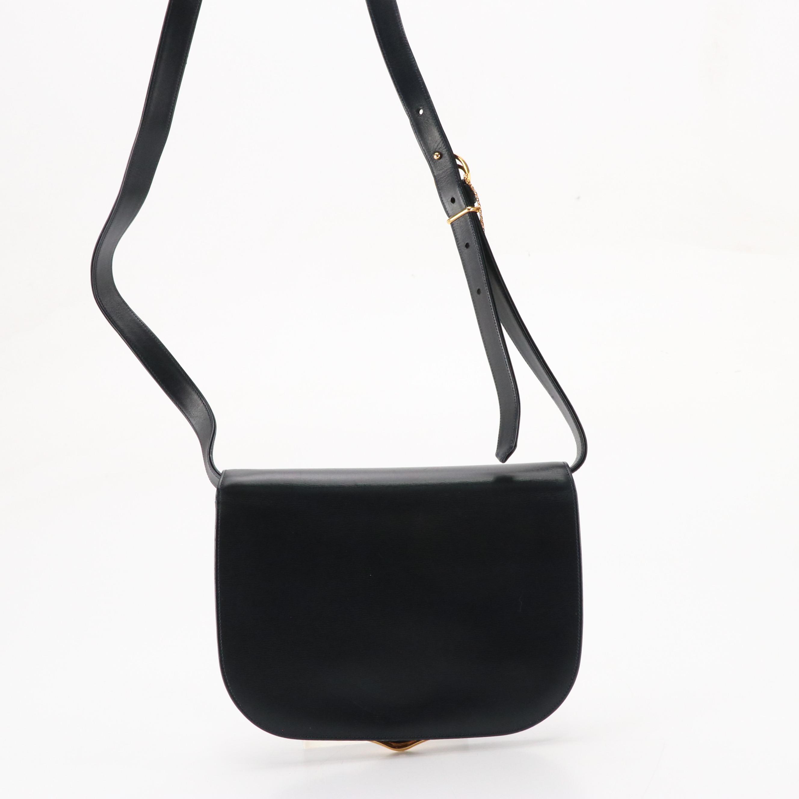 Cartier Navy Blue Leather Front-Flap Clutch/Shoulder Bag