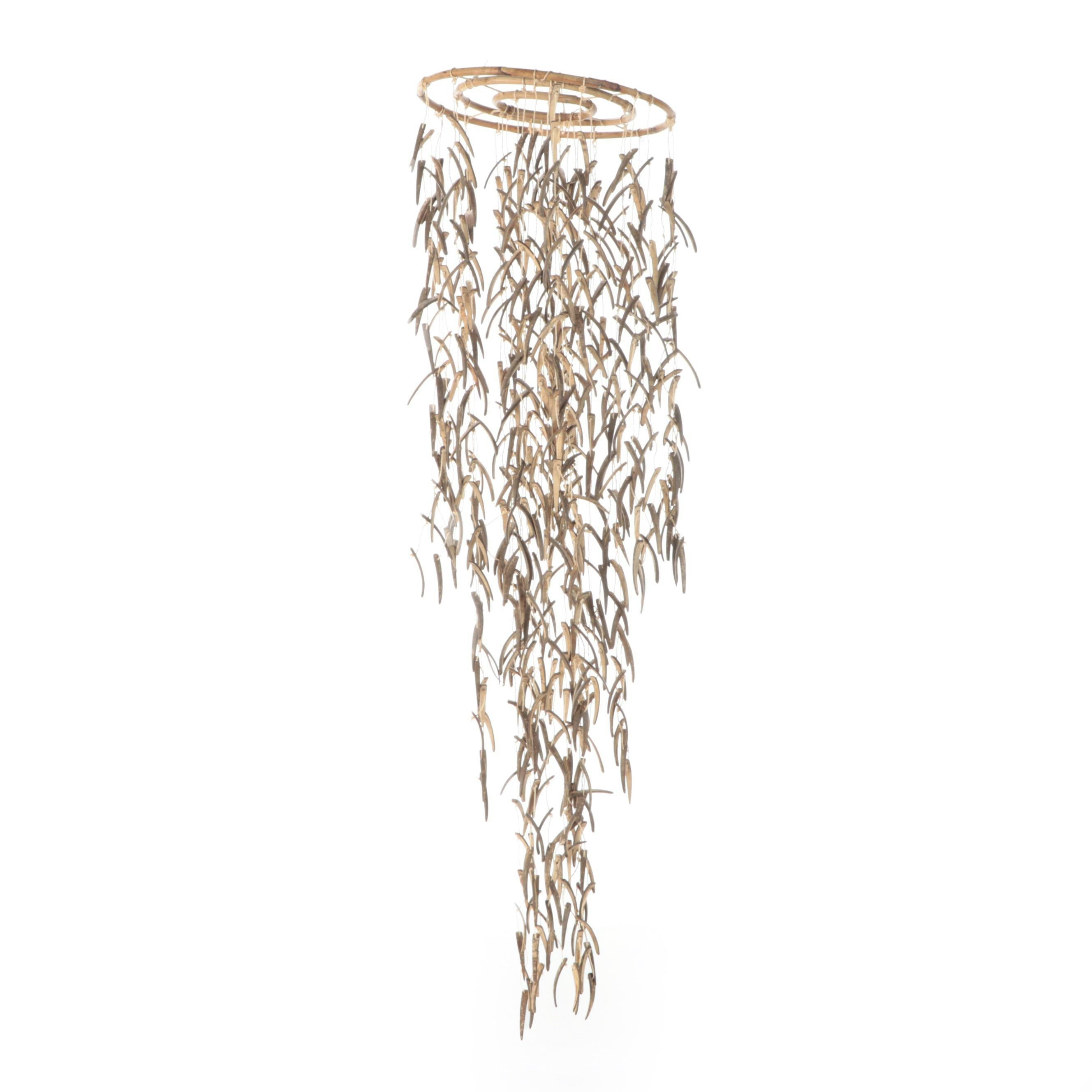 Hanging Natural Wood and Grass Mobile