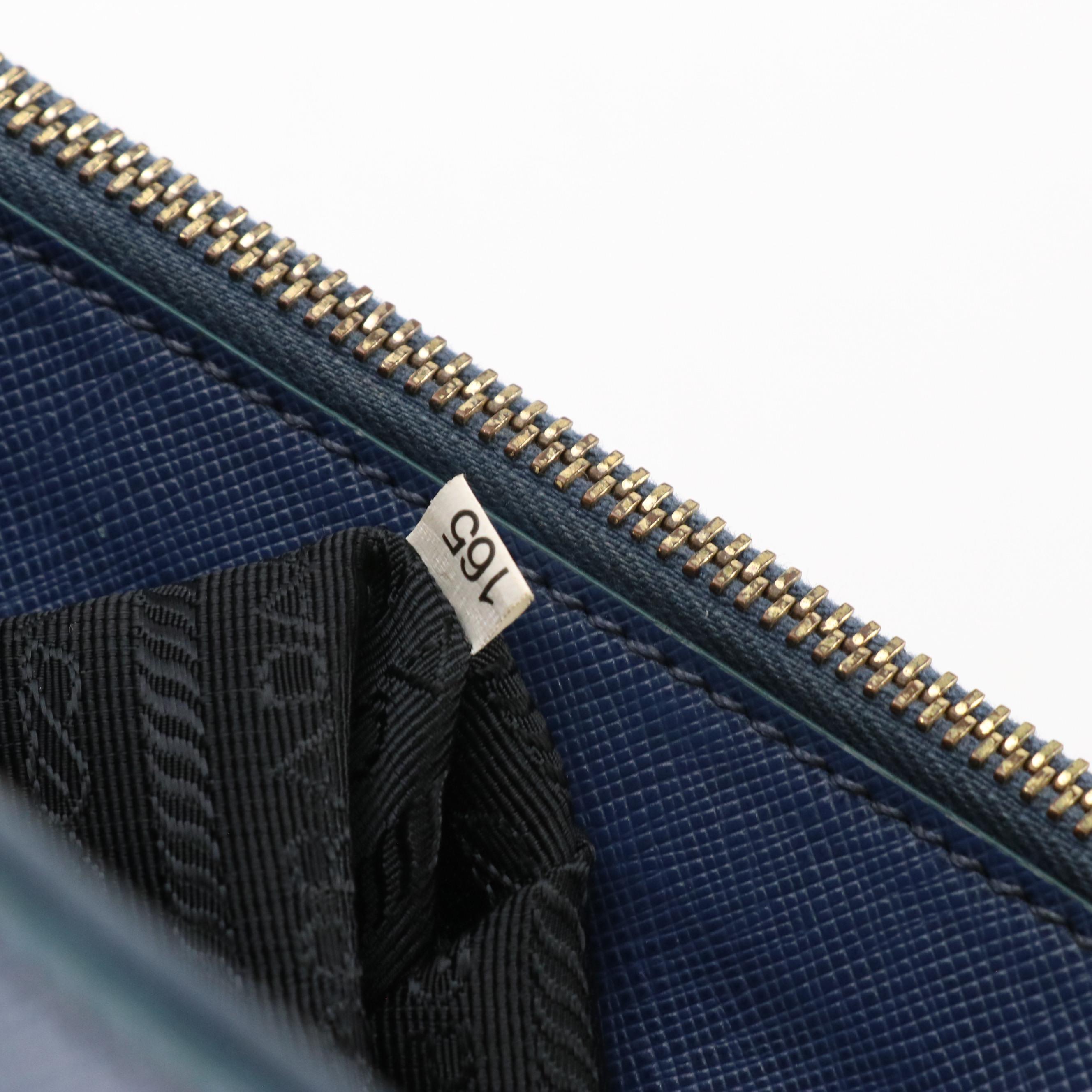 Prada Medium Double Zip Galleria Two-Way Bag in Dark Blue Saffiano Lux Leather