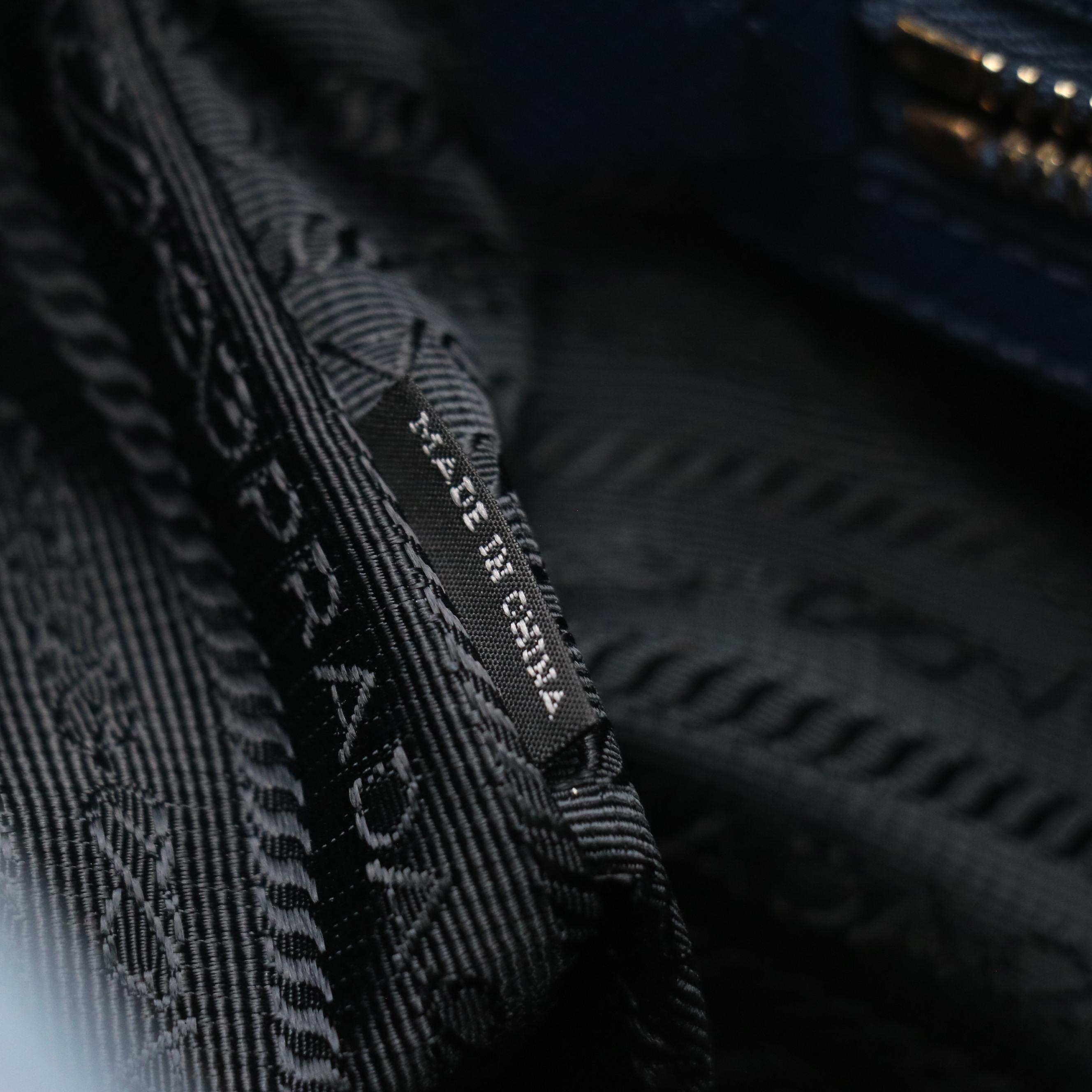 Prada Medium Double Zip Galleria Two-Way Bag in Dark Blue Saffiano Lux Leather