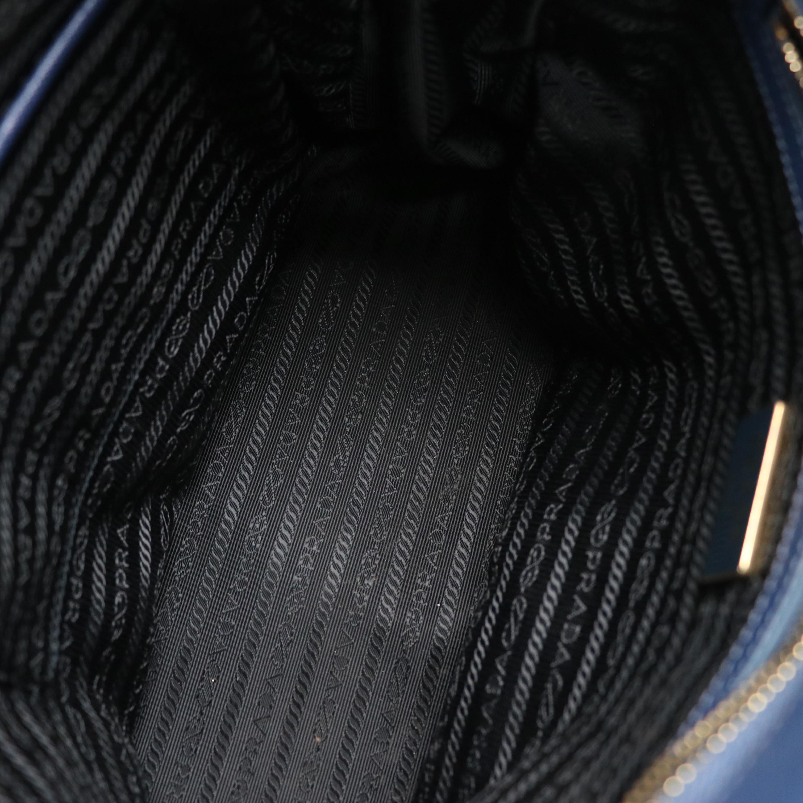 Prada Medium Double Zip Galleria Two-Way Bag in Dark Blue Saffiano Lux Leather