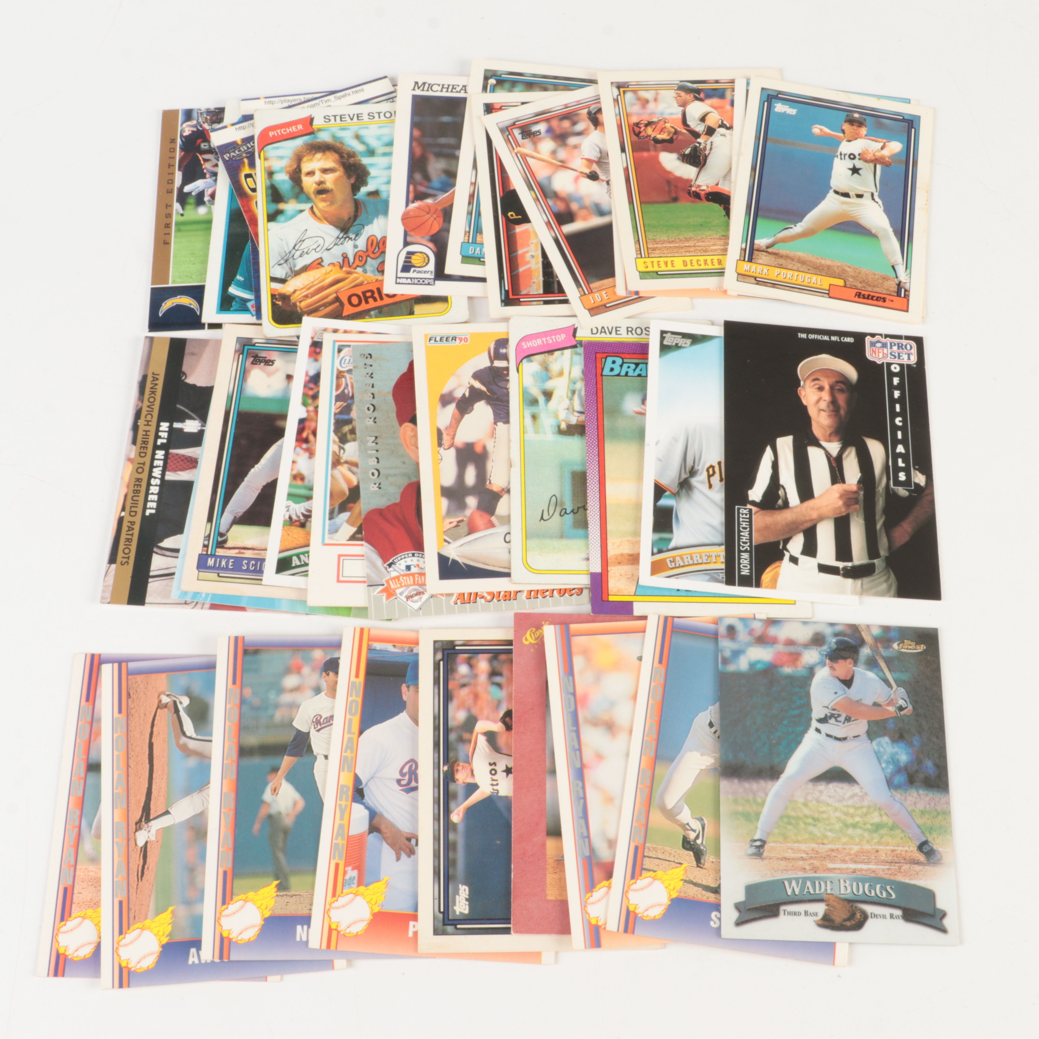 Collection of Over 600 Sports Cards and Vintage Wooden Baseball Bat