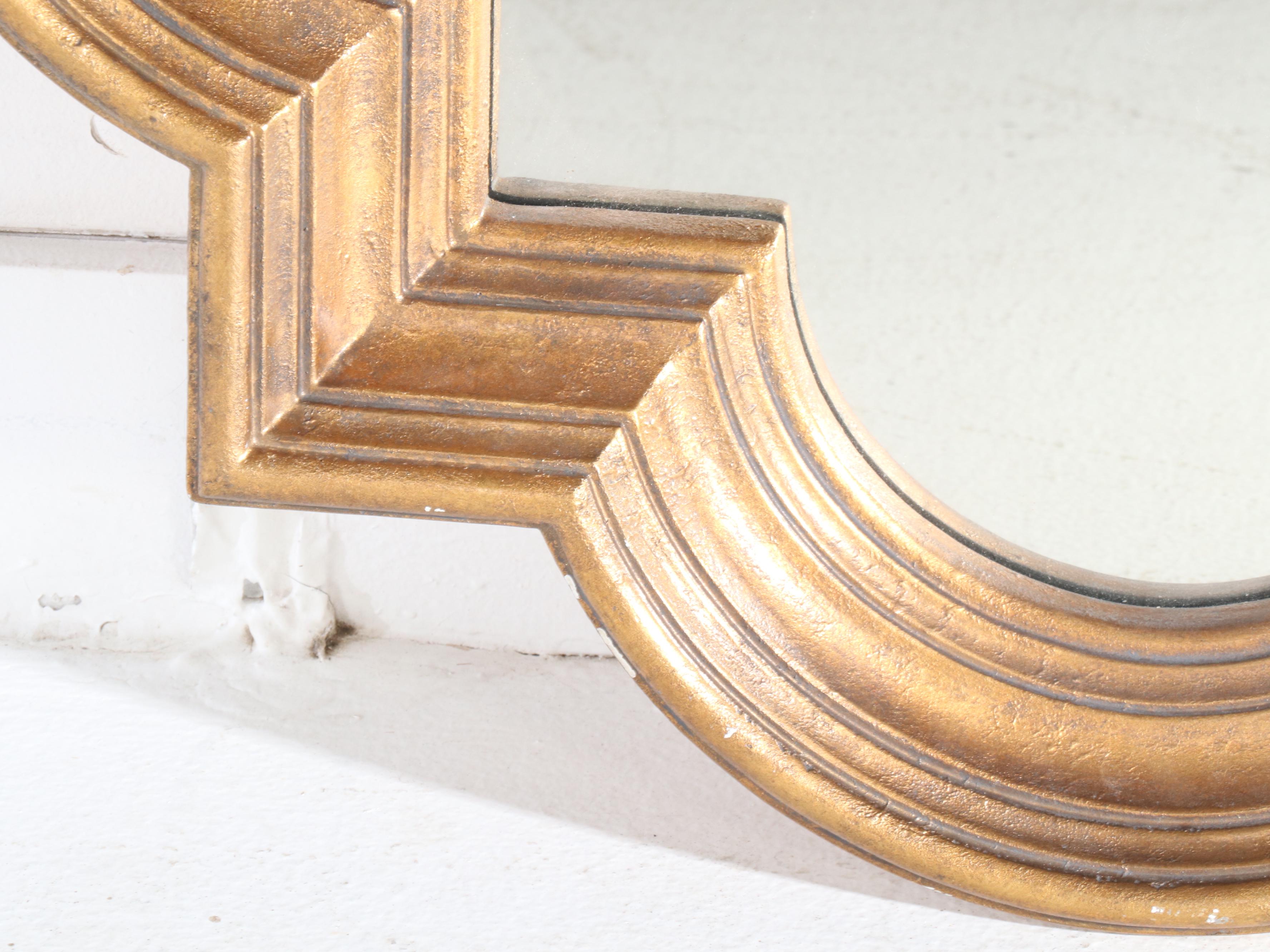 Italian Style Gilt Quatrefoil  Wall Mirror