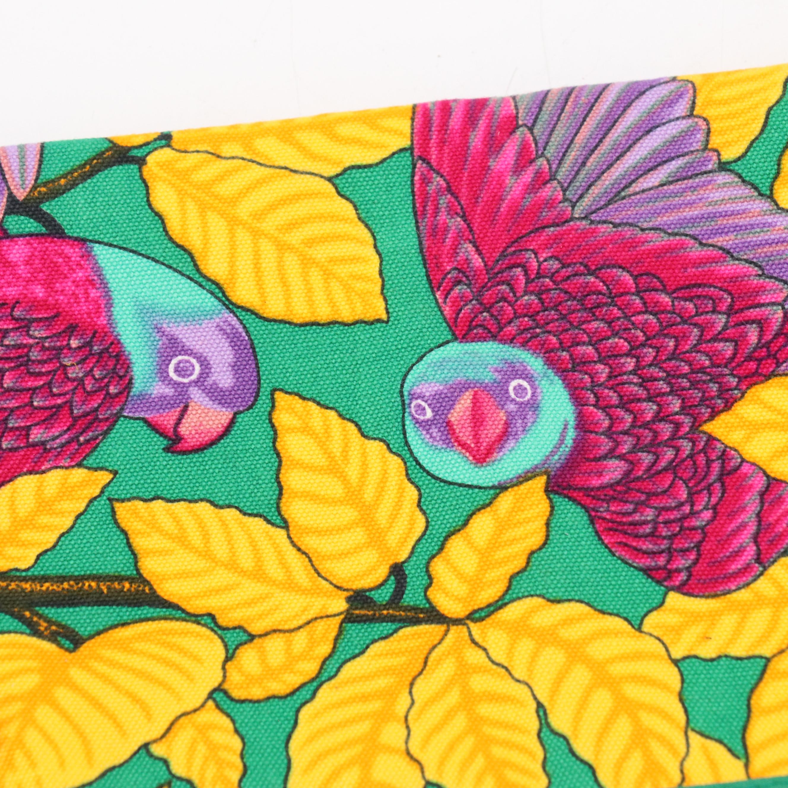 Hermès Snap Front Flap Pouch in Parrot Printed Cotton Canvas