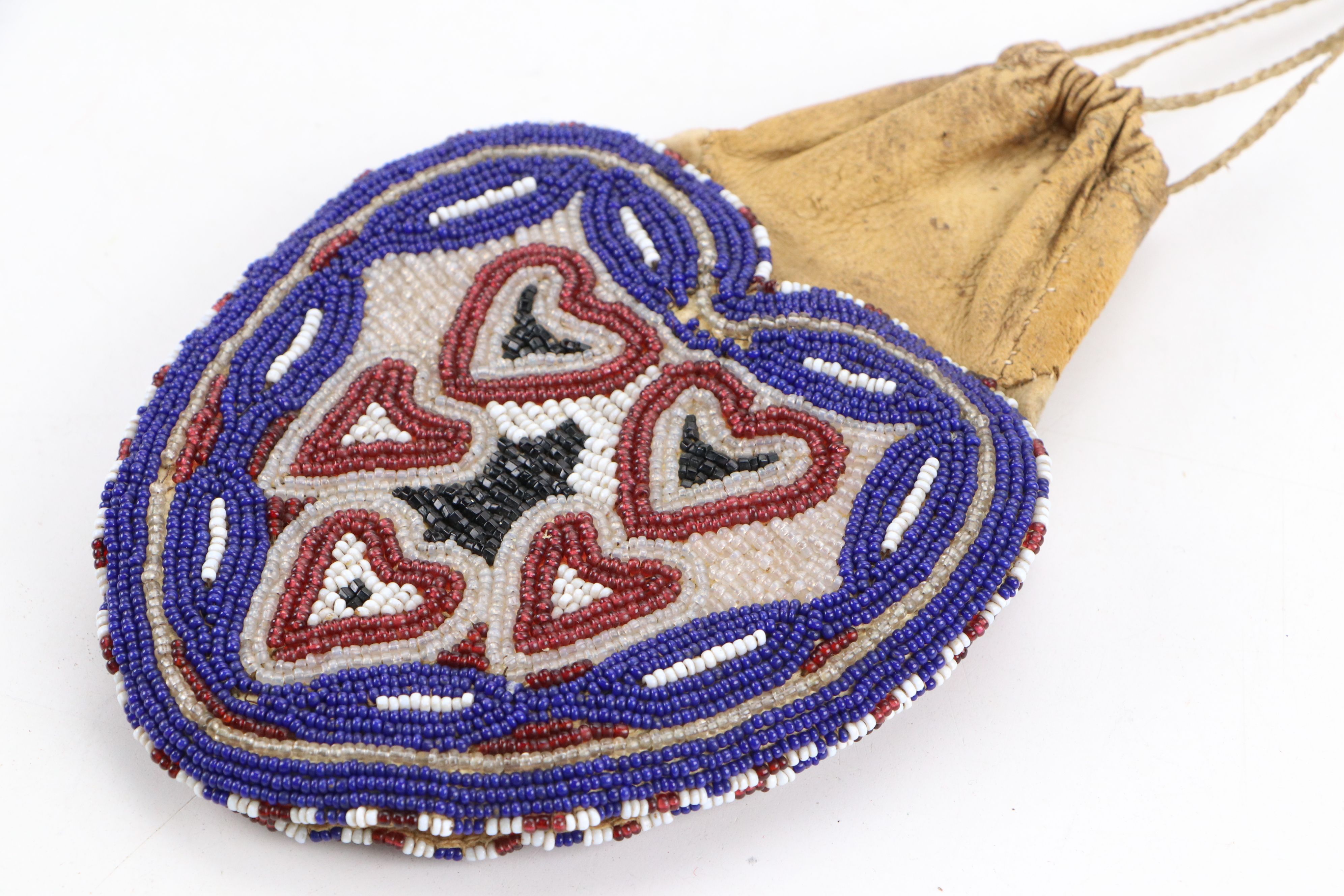 Indigenous American Hand-Beaded Pouches and Floral Beadwork Panels