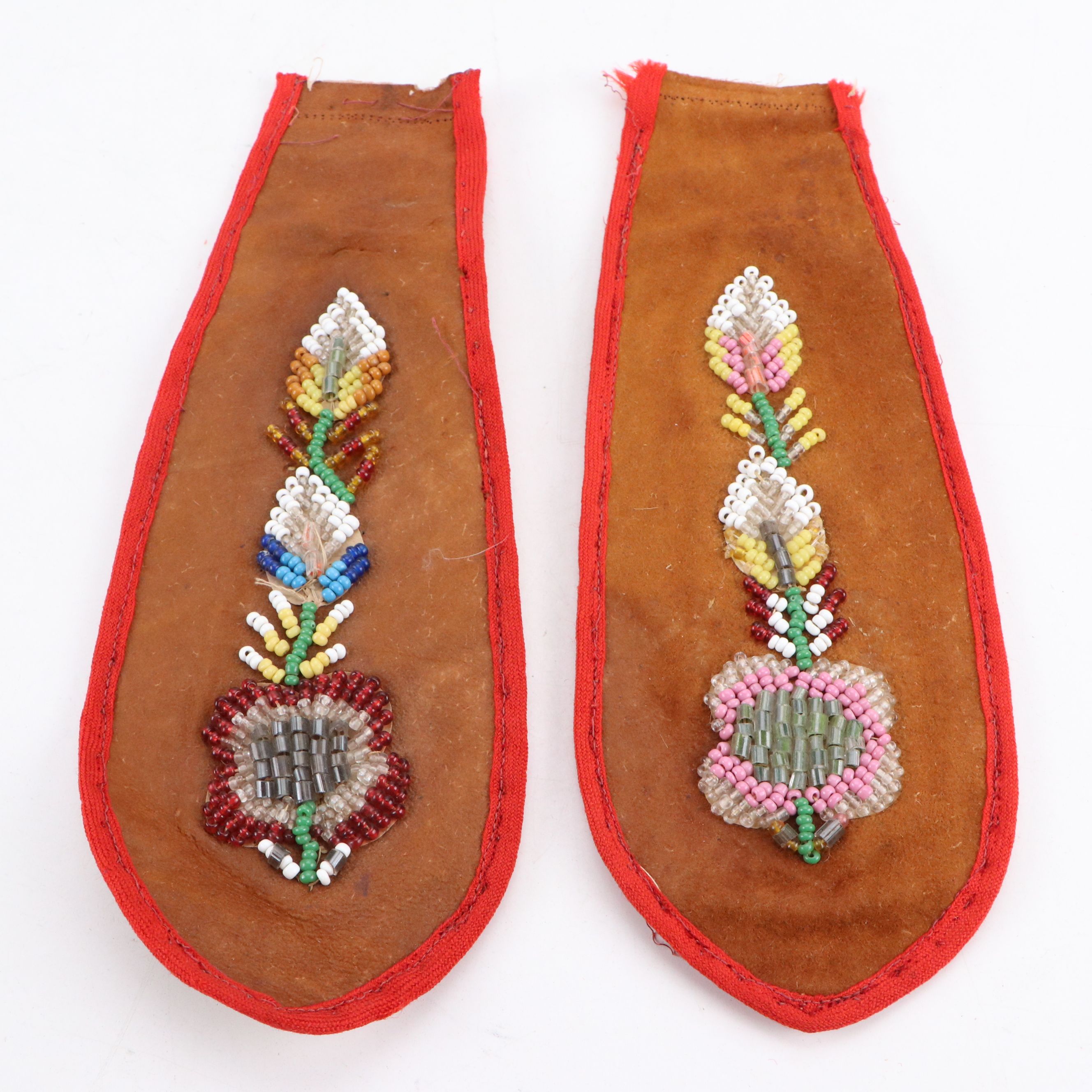 Indigenous American Hand-Beaded Pouches and Floral Beadwork Panels