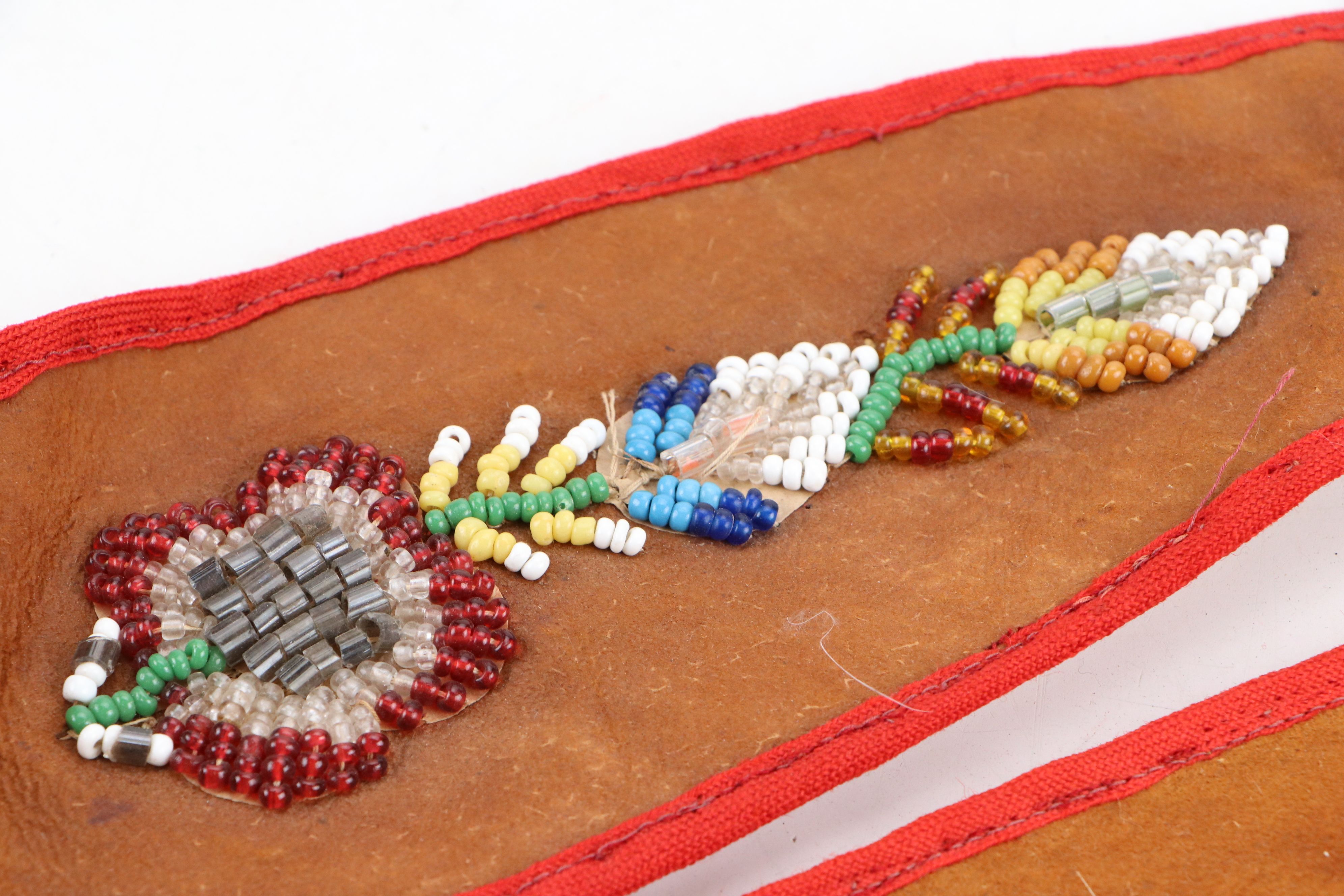 Indigenous American Hand-Beaded Pouches and Floral Beadwork Panels