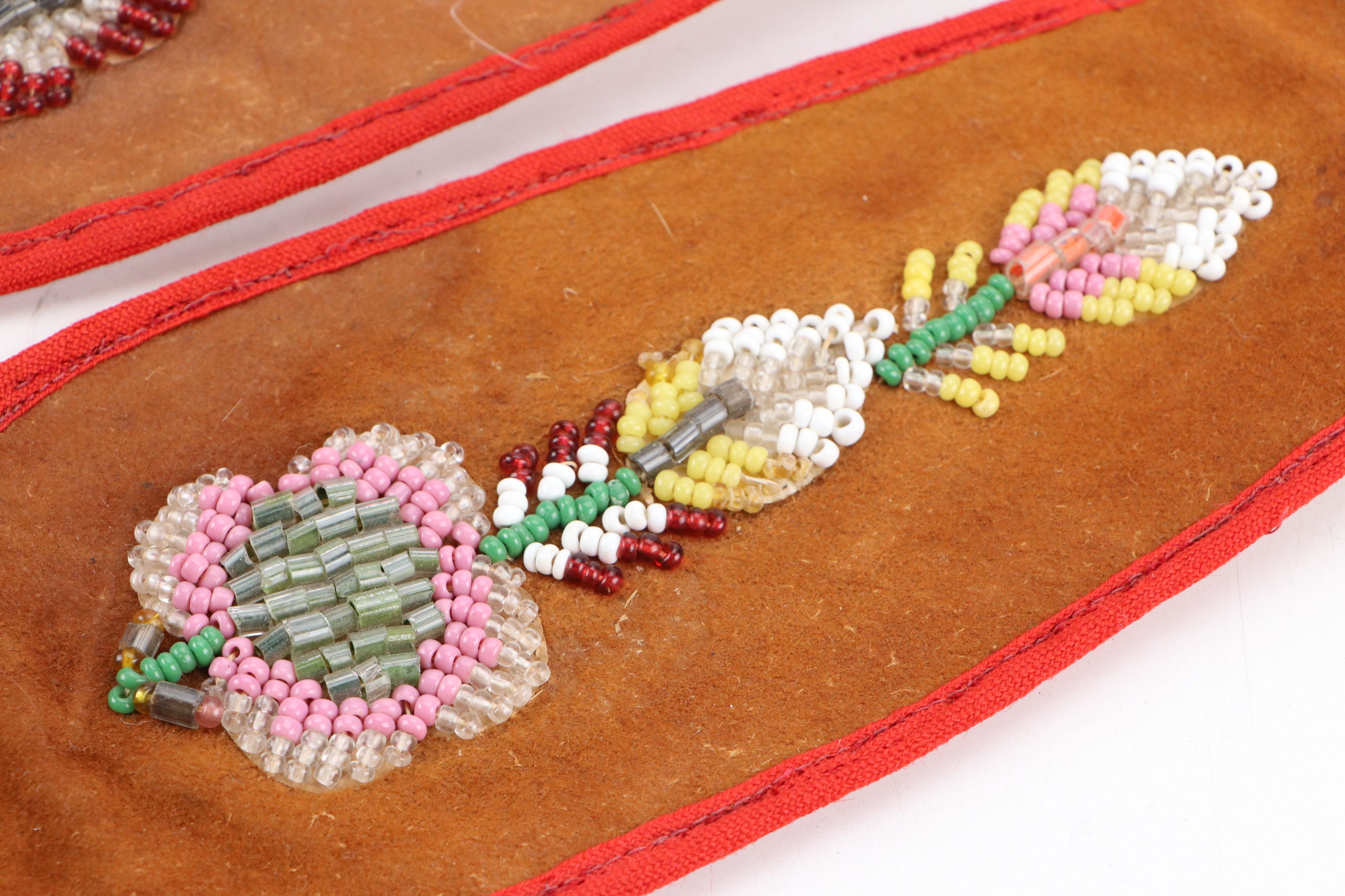 Indigenous American Hand-Beaded Pouches and Floral Beadwork Panels