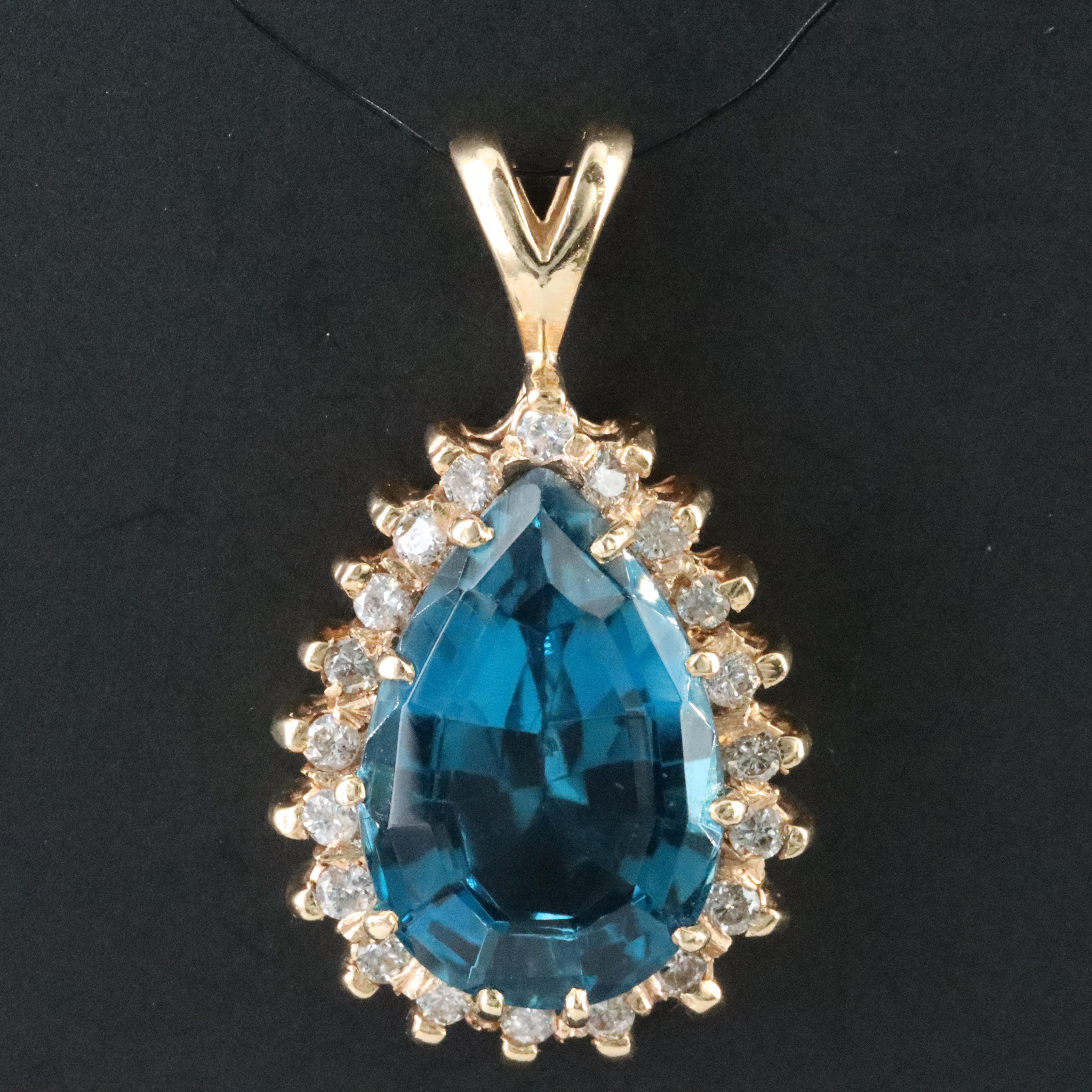 14K Topaz and Diamond Pendant