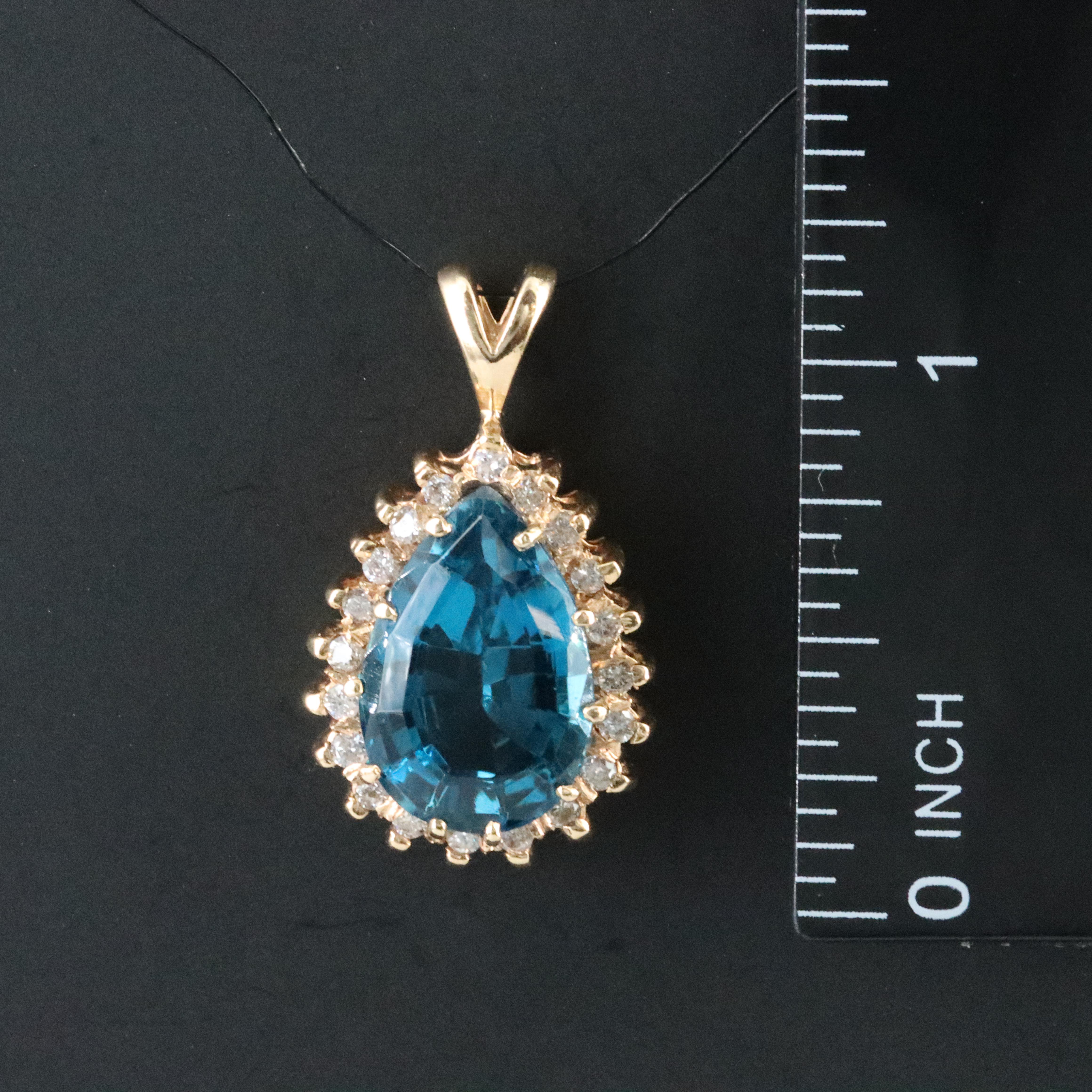 14K Topaz and Diamond Pendant
