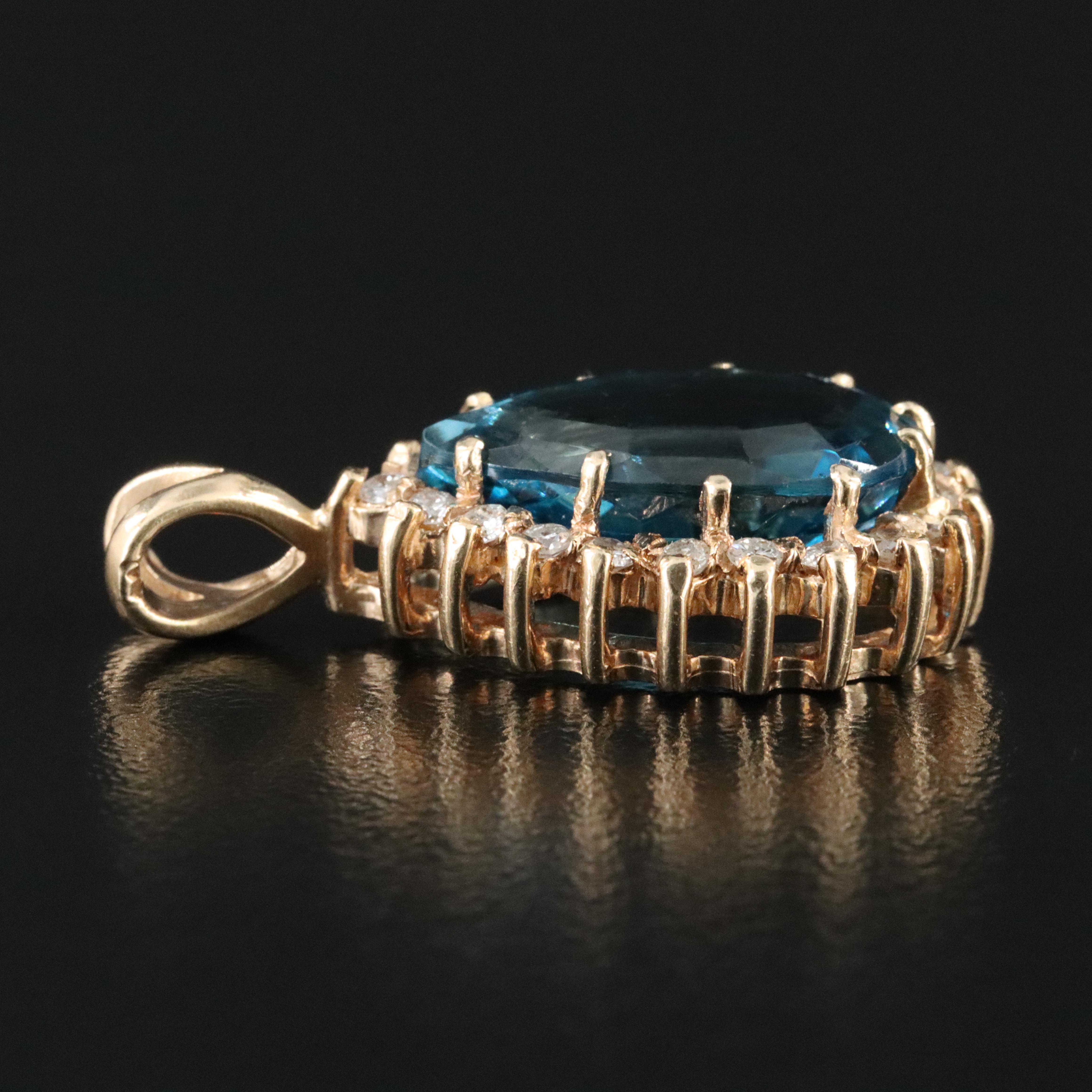 14K Topaz and Diamond Pendant