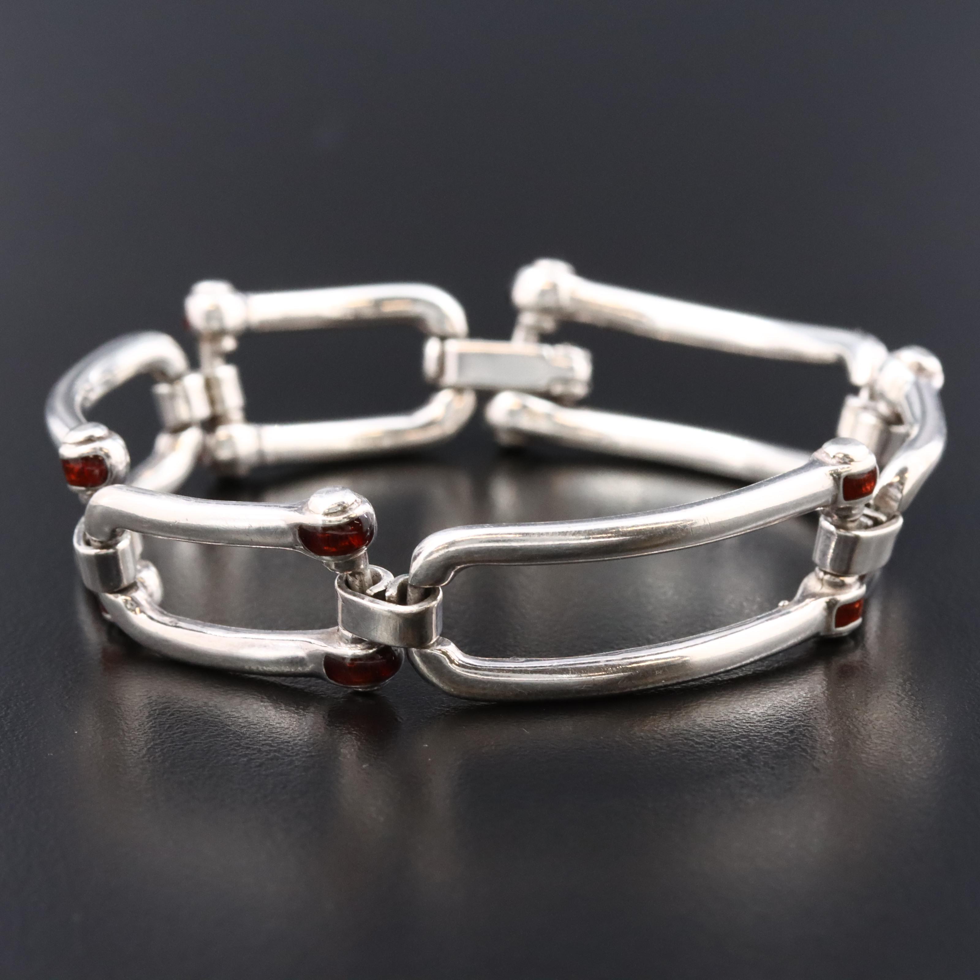 Gucci Sterling Horse Shackle Link Bracelet with Enamel Accents