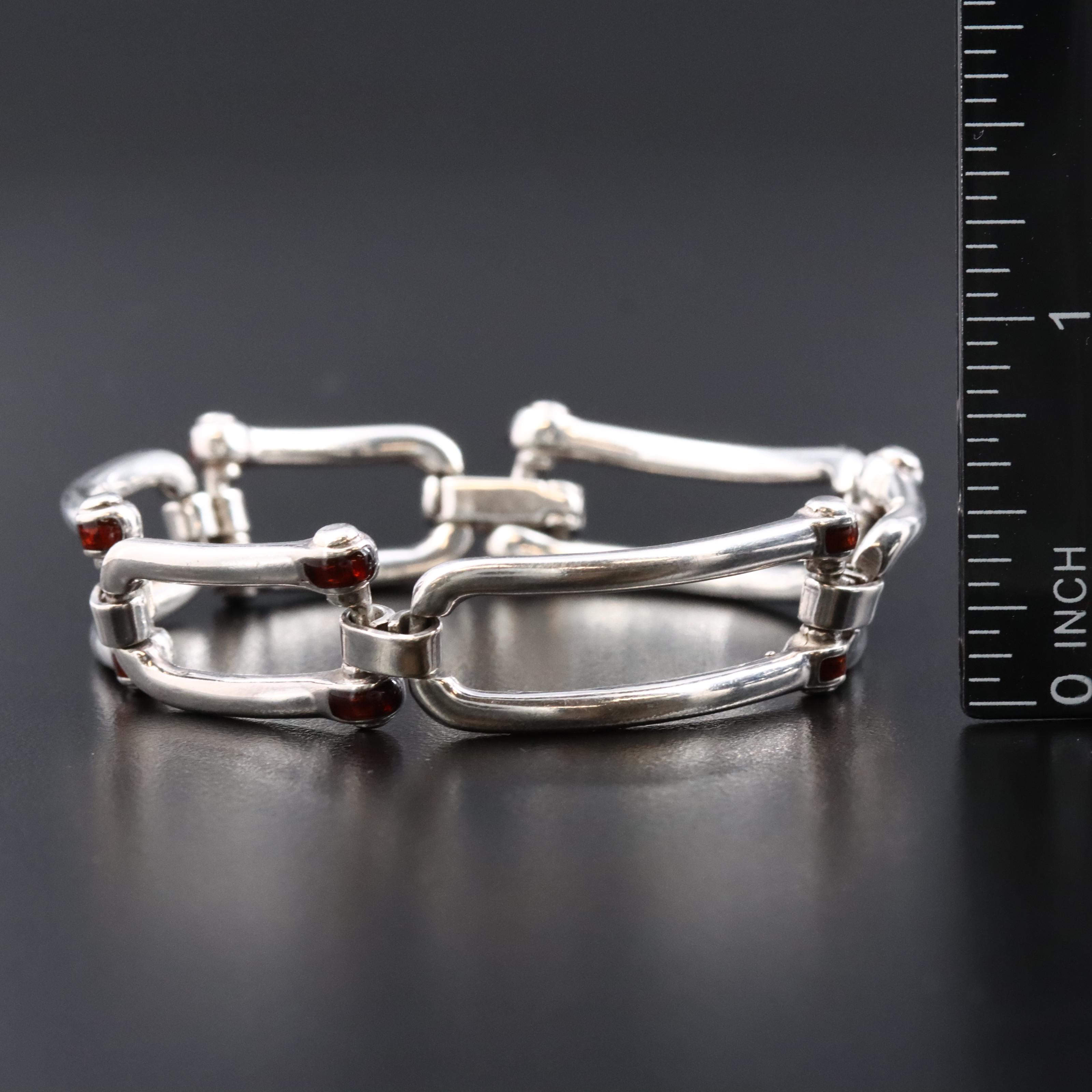 Gucci Sterling Horse Shackle Link Bracelet with Enamel Accents