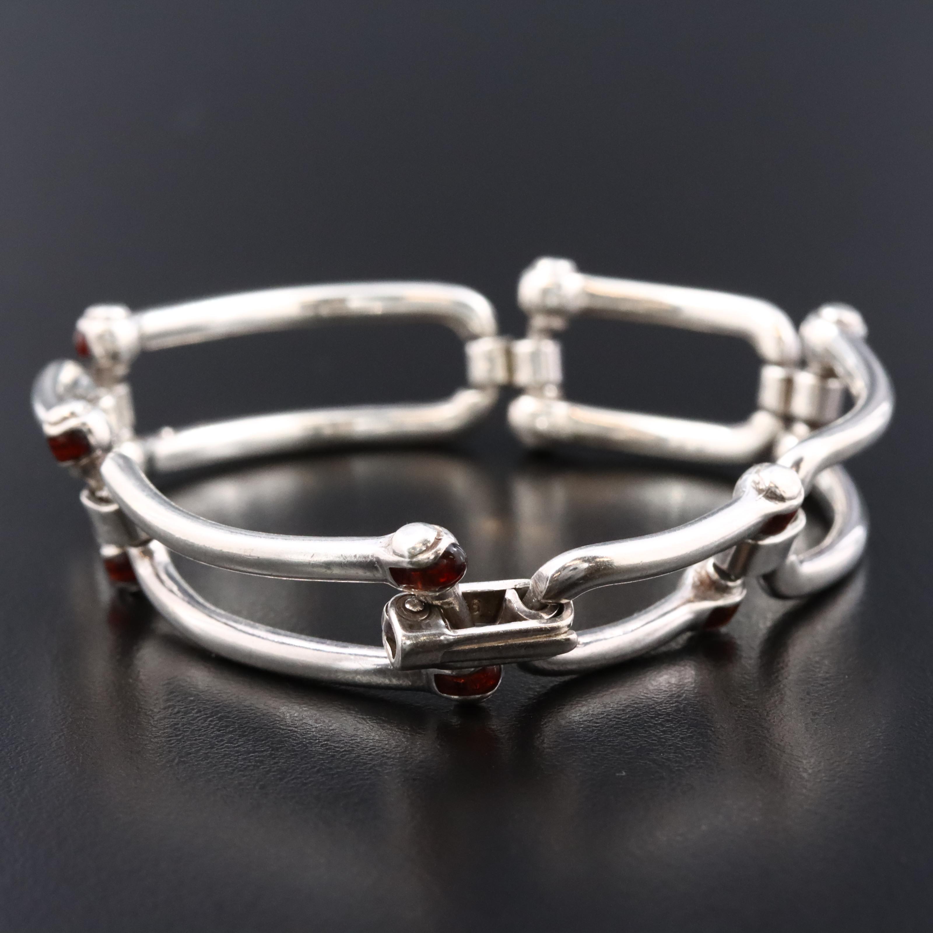 Gucci Sterling Horse Shackle Link Bracelet with Enamel Accents