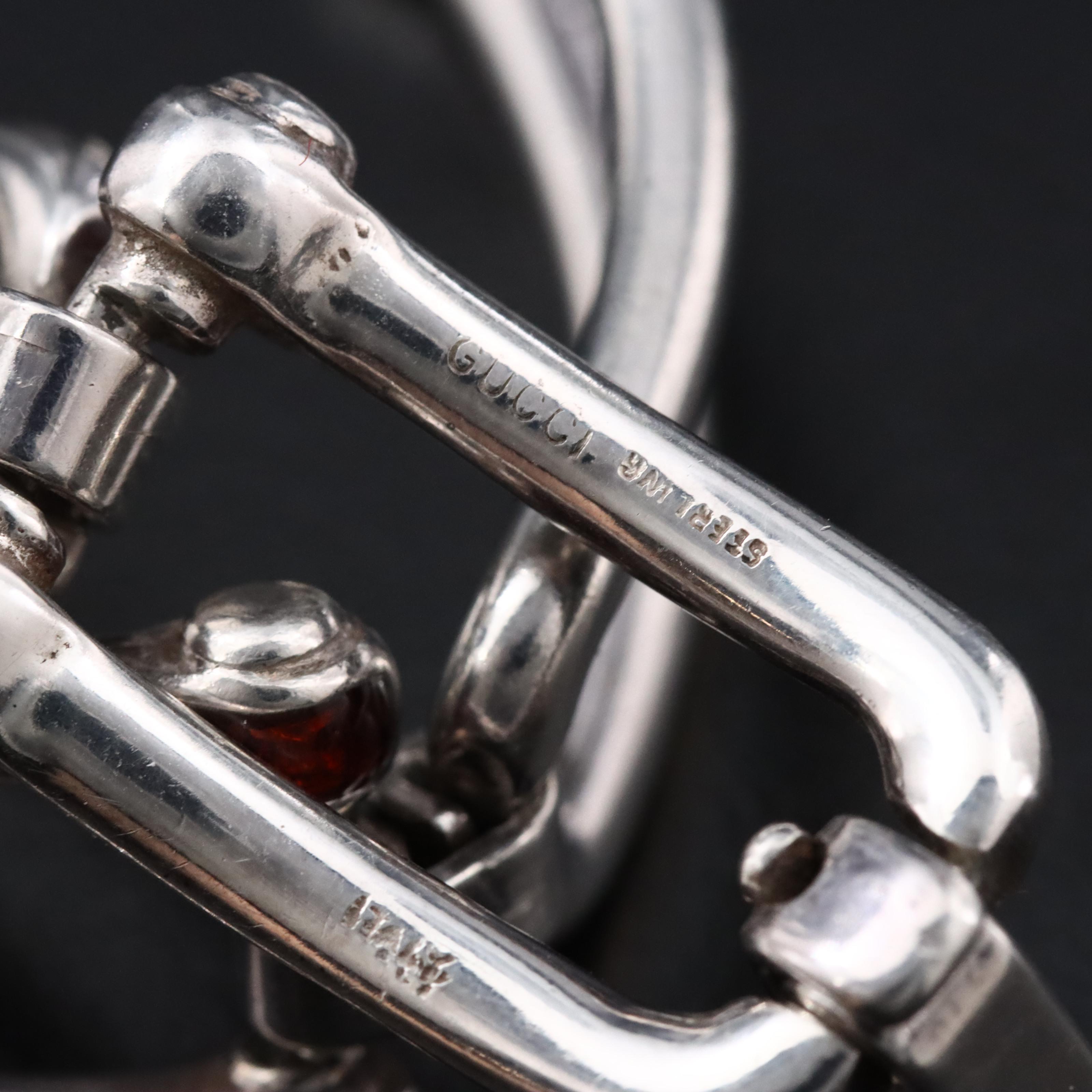 Gucci Sterling Horse Shackle Link Bracelet with Enamel Accents