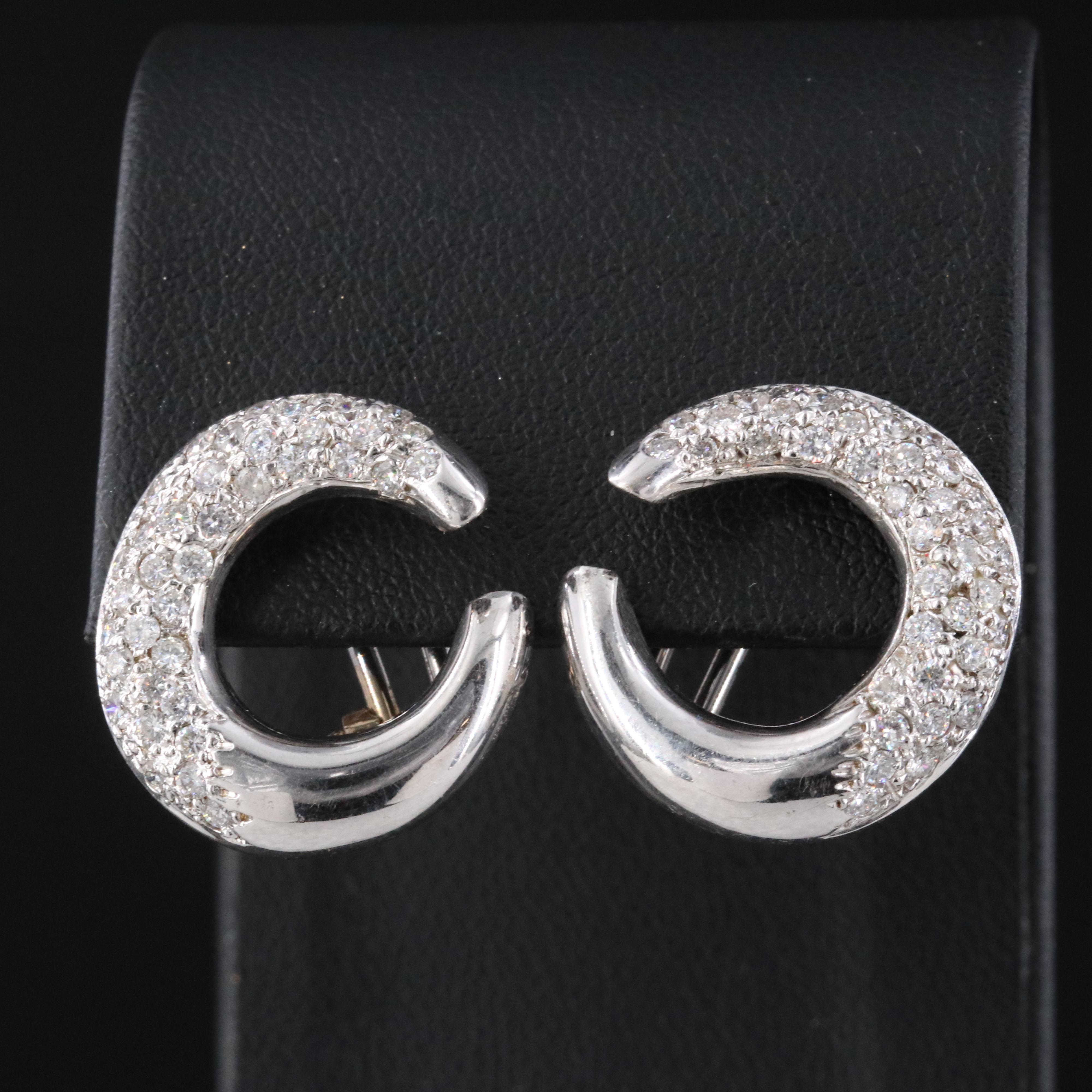 18K 1.15 CTW Diamond Pave Crescent Earrings