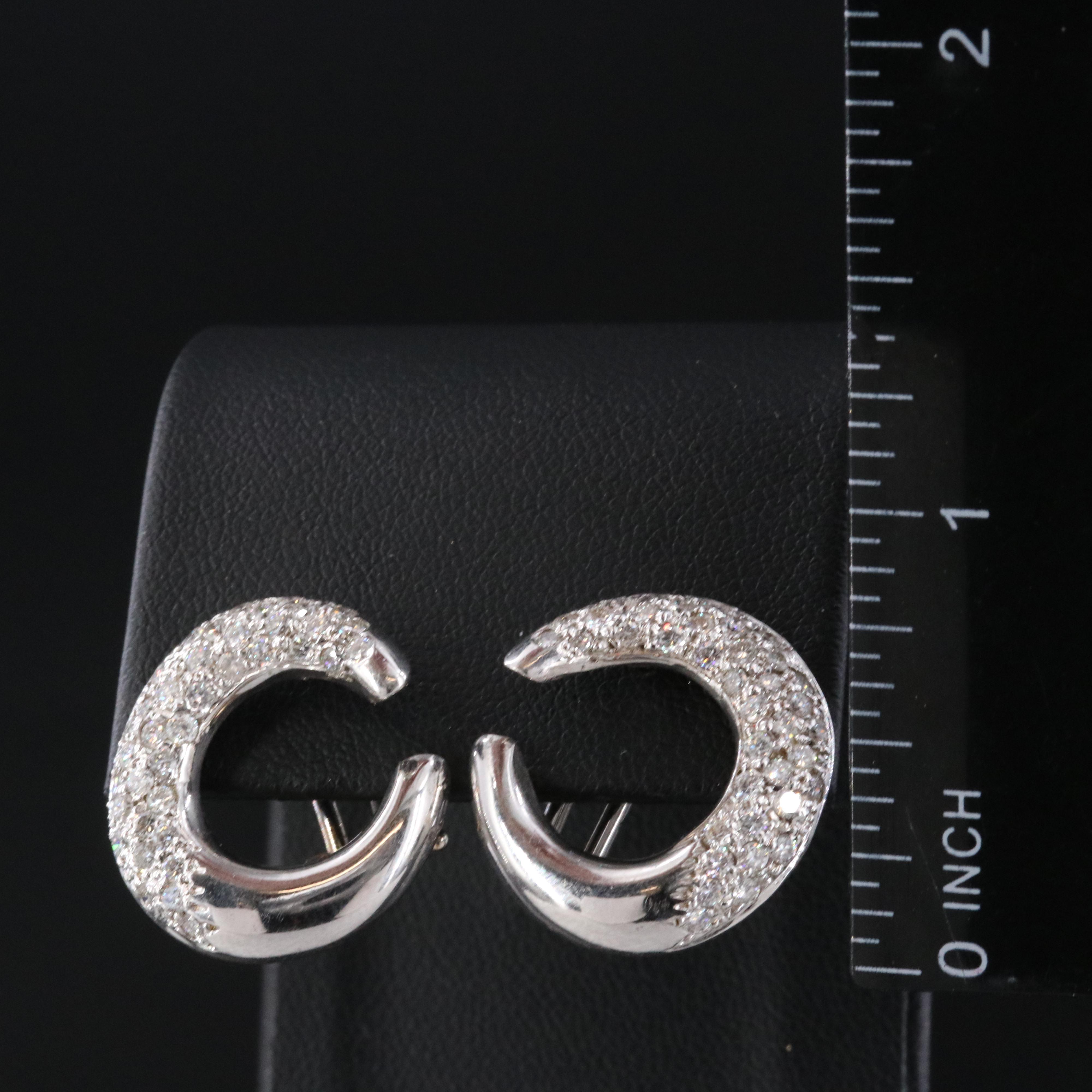 18K 1.15 CTW Diamond Pave Crescent Earrings