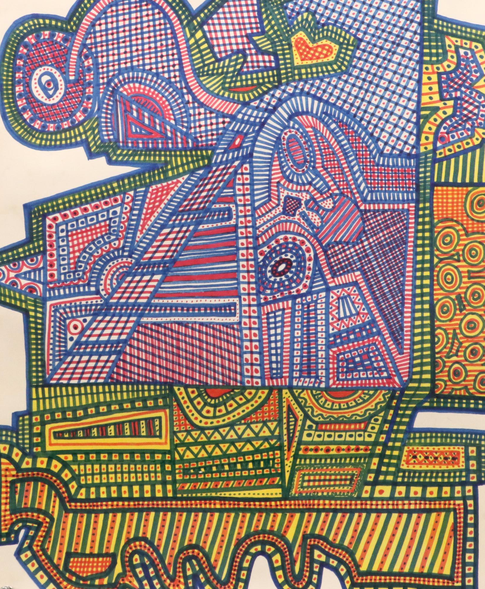 Margaret Wenstrup Abstract Marker Drawings with Geometric Patterns, 1990s