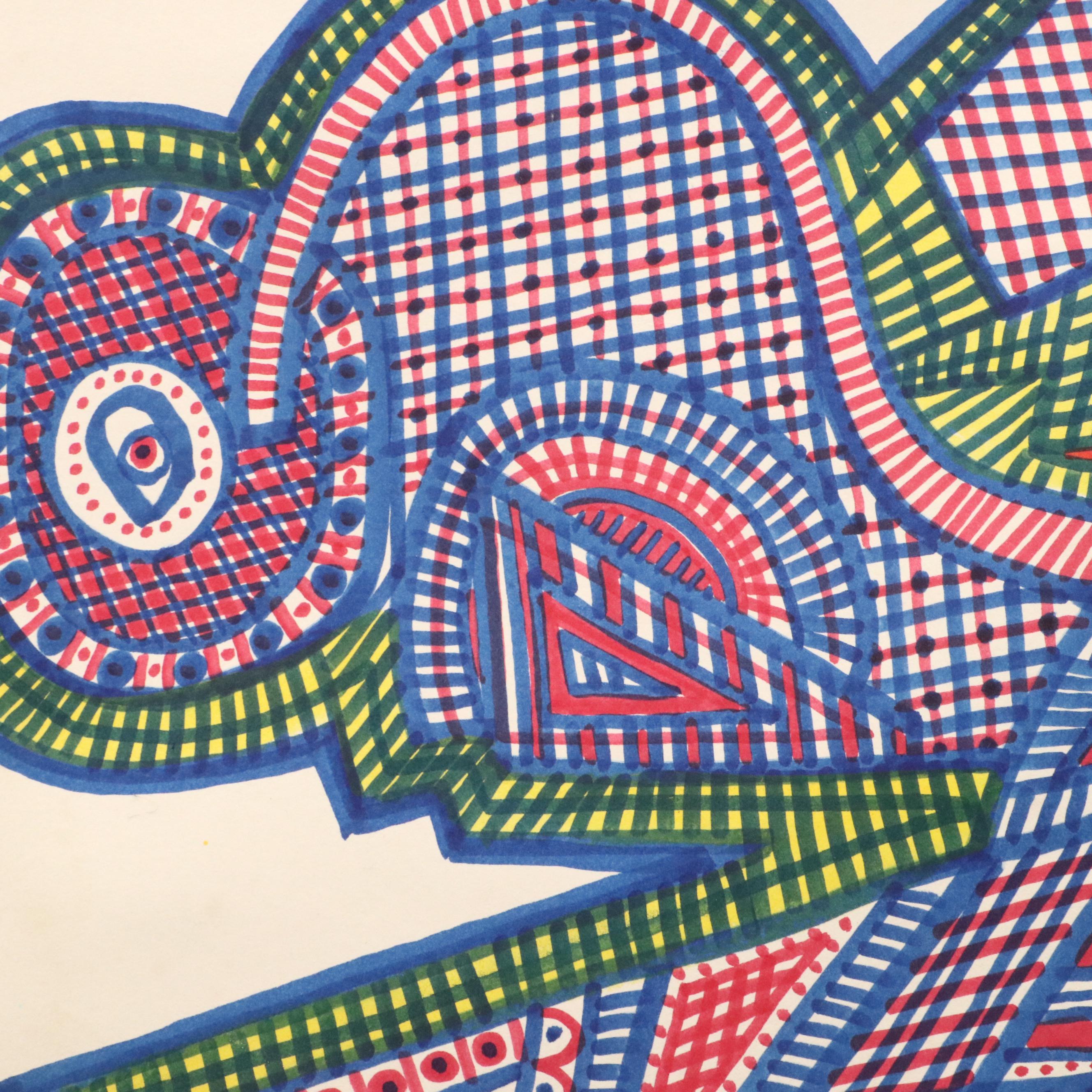 Margaret Wenstrup Abstract Marker Drawings with Geometric Patterns, 1990s