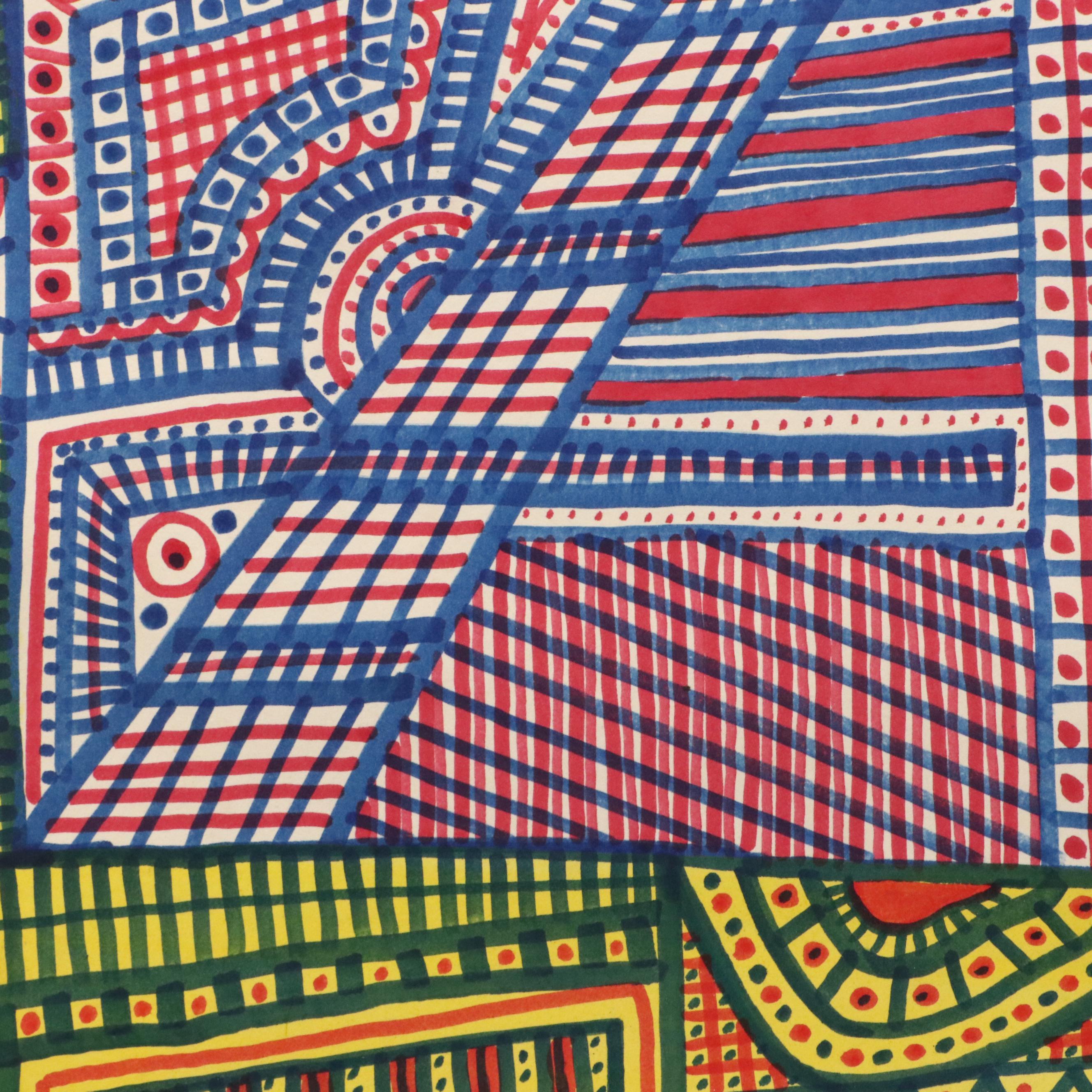 Margaret Wenstrup Abstract Marker Drawings with Geometric Patterns, 1990s