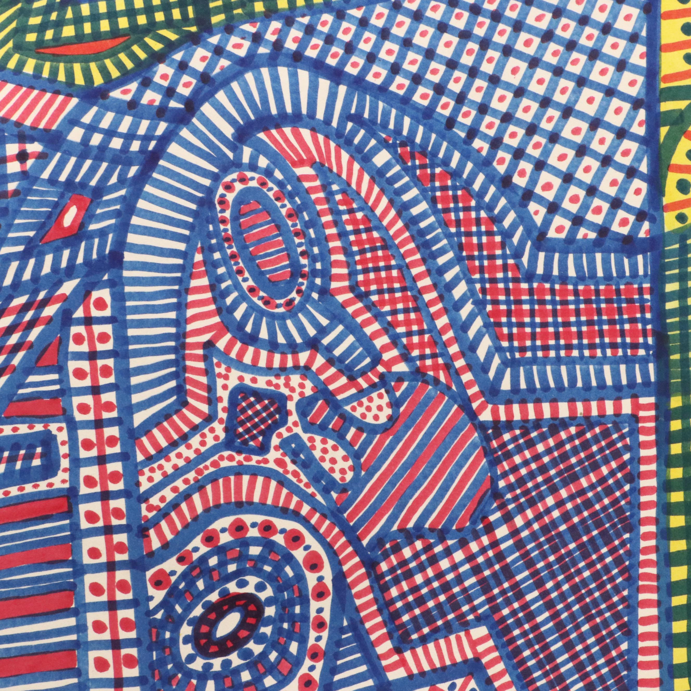 Margaret Wenstrup Abstract Marker Drawings with Geometric Patterns, 1990s