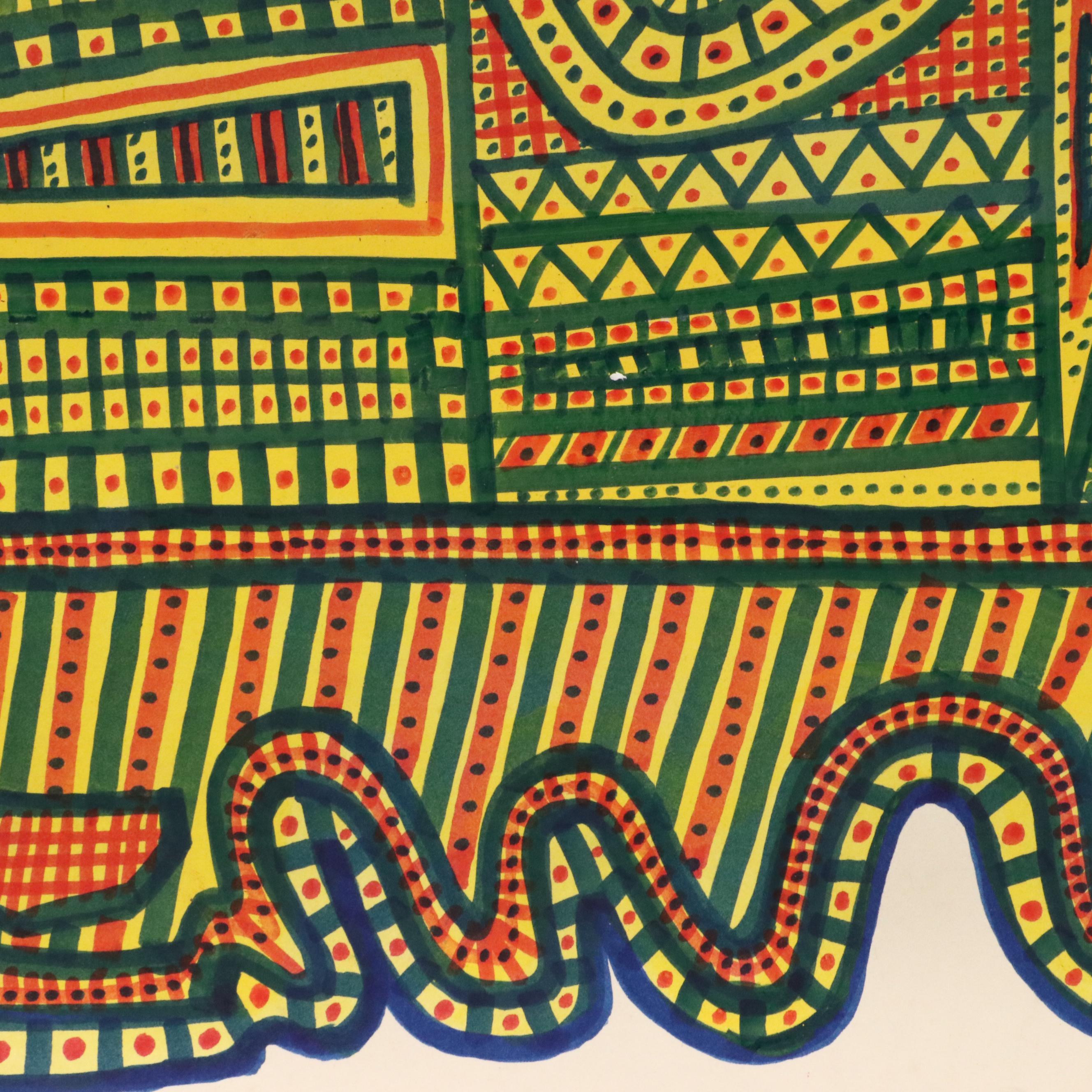 Margaret Wenstrup Abstract Marker Drawings with Geometric Patterns, 1990s