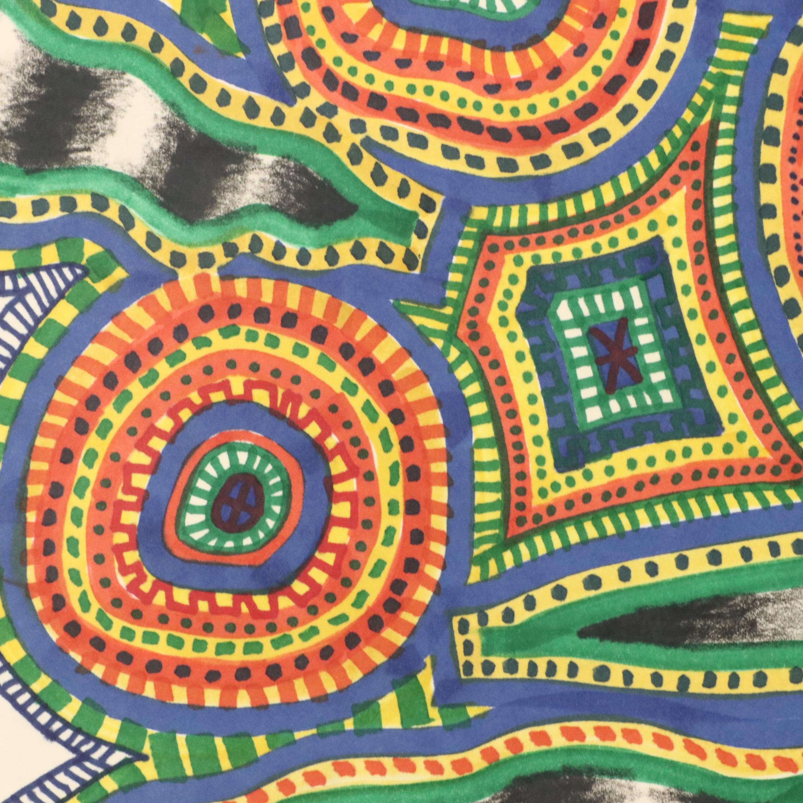 Margaret Wenstrup Abstract Marker Drawings with Geometric Patterns, 1990s