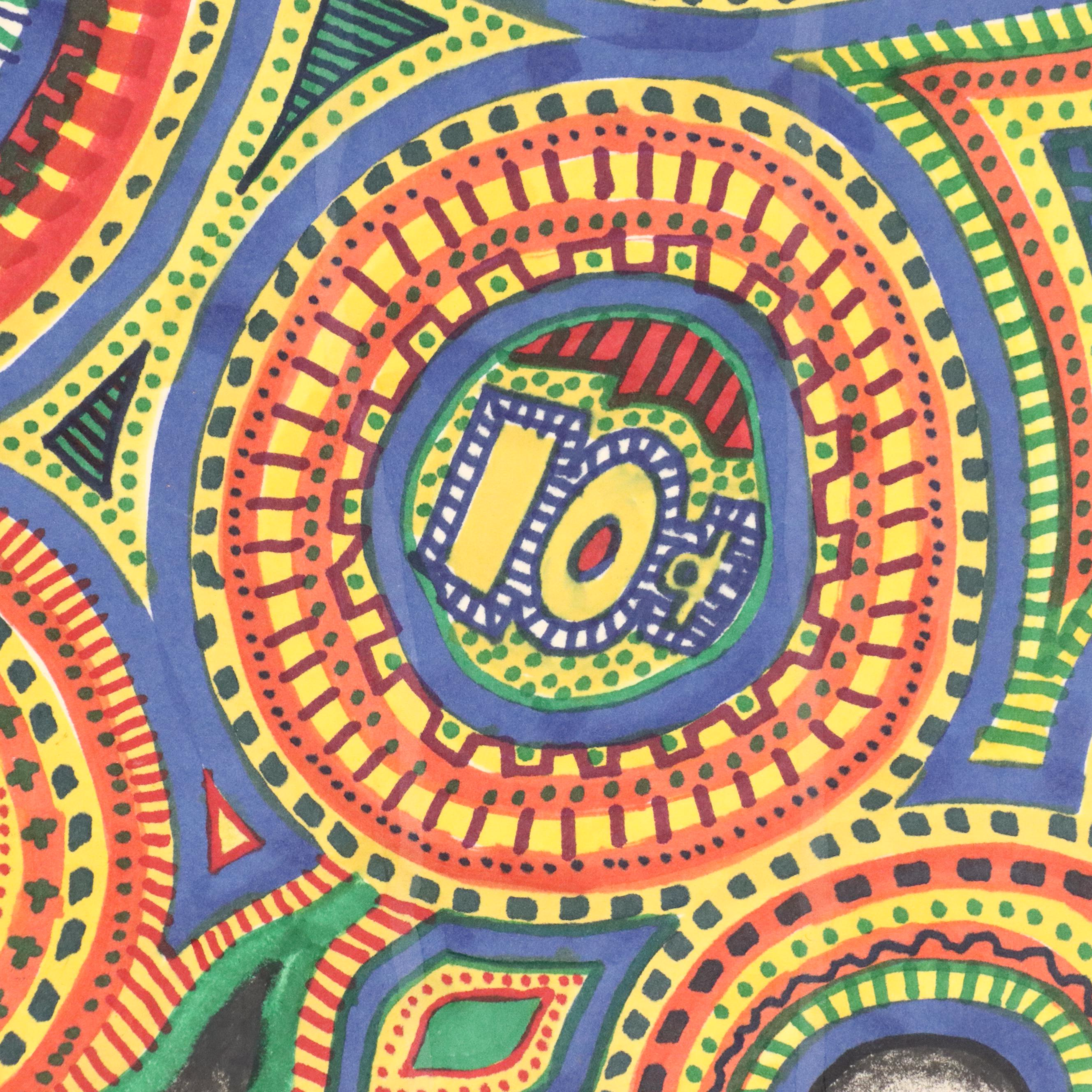 Margaret Wenstrup Abstract Marker Drawings with Geometric Patterns, 1990s