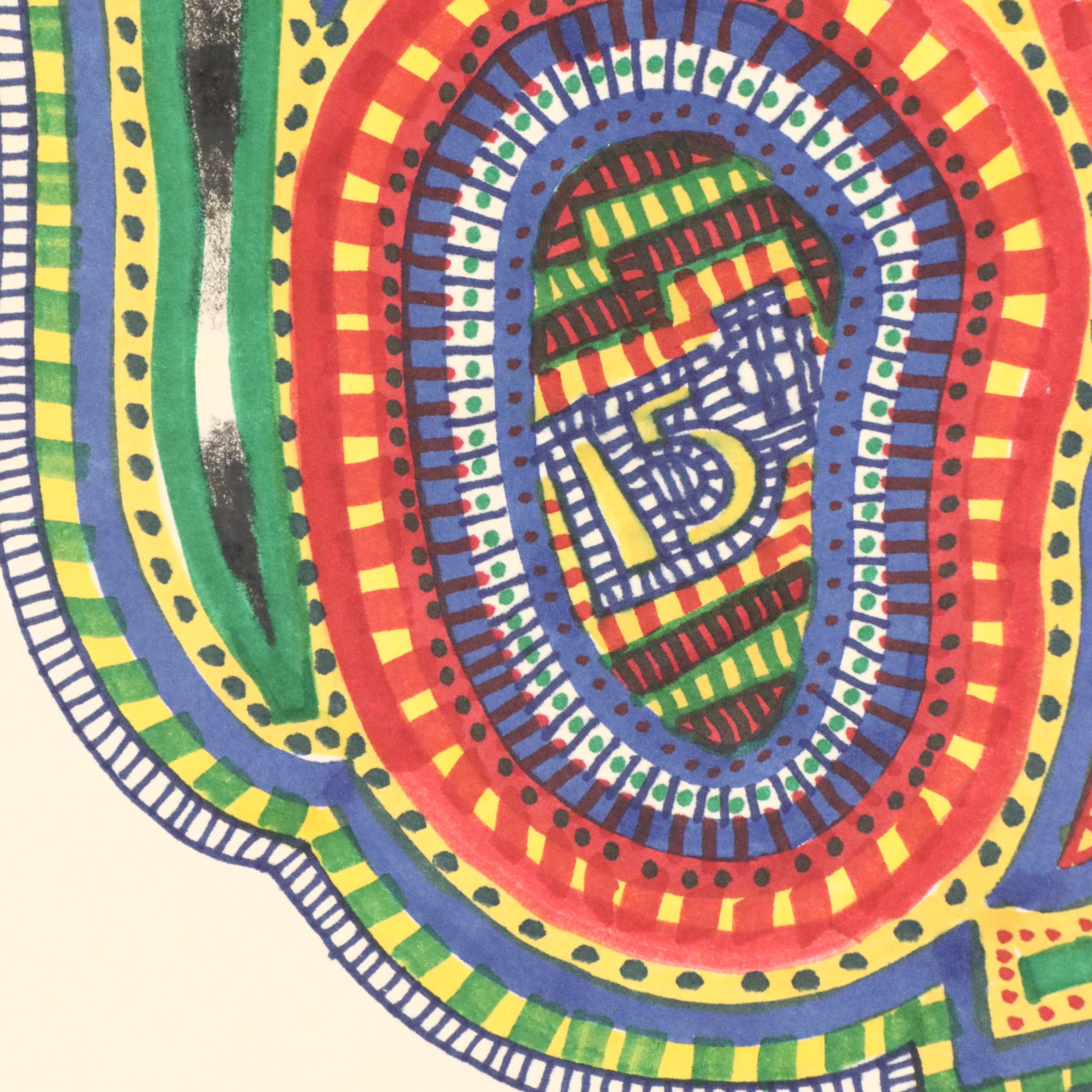 Margaret Wenstrup Abstract Marker Drawings with Geometric Patterns, 1990s