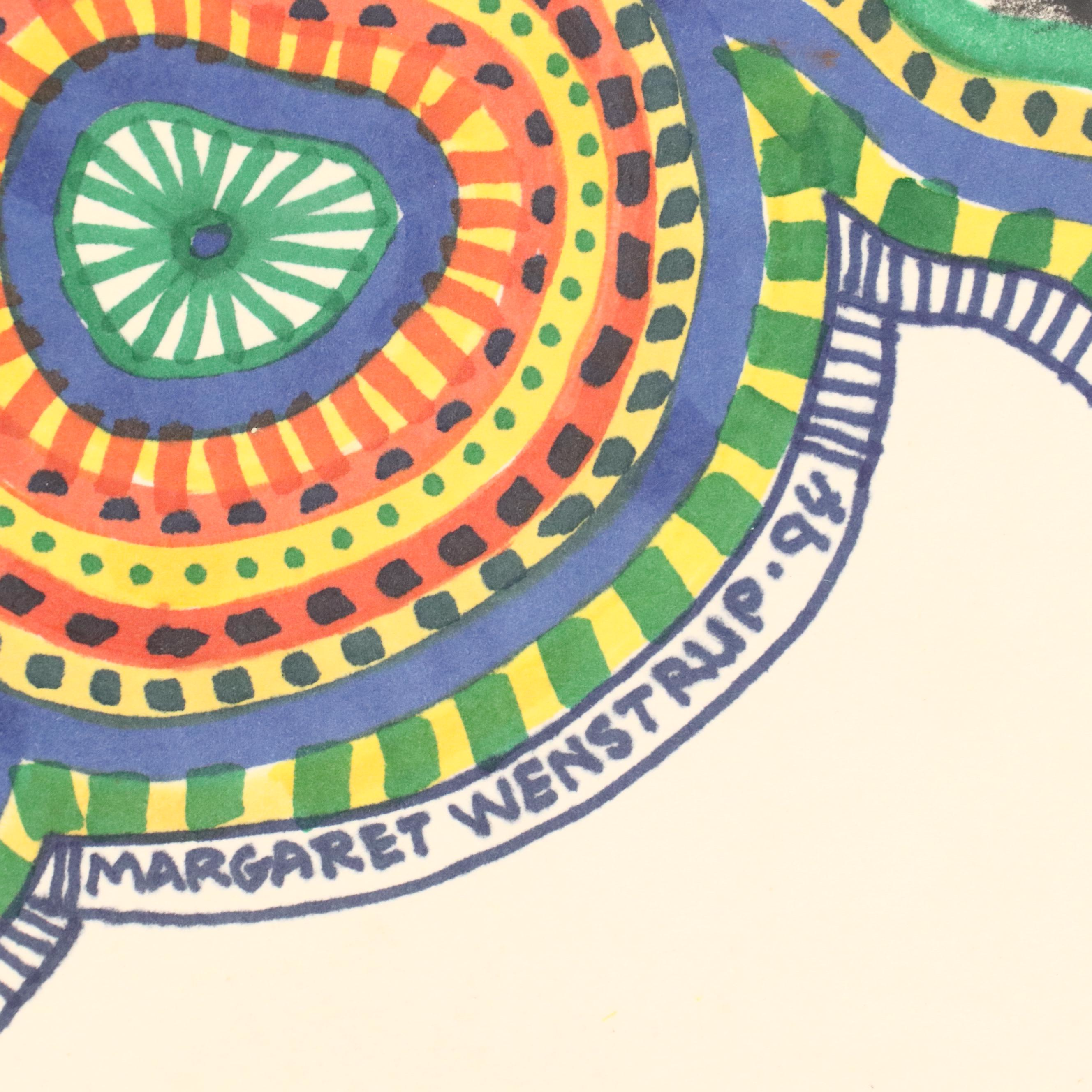 Margaret Wenstrup Abstract Marker Drawings with Geometric Patterns, 1990s