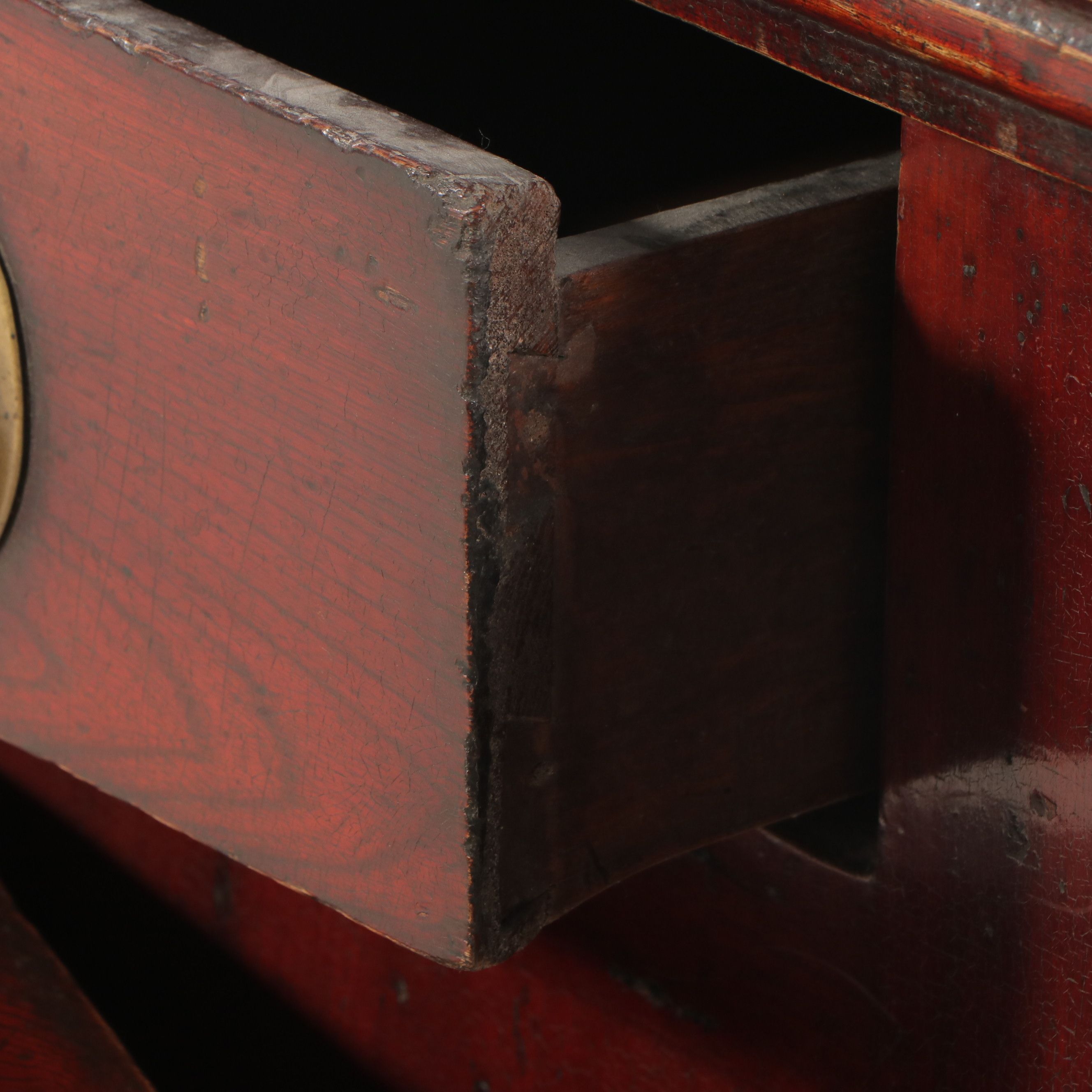 Chinese Red Lacquered Wood Altar-Style Cabinet