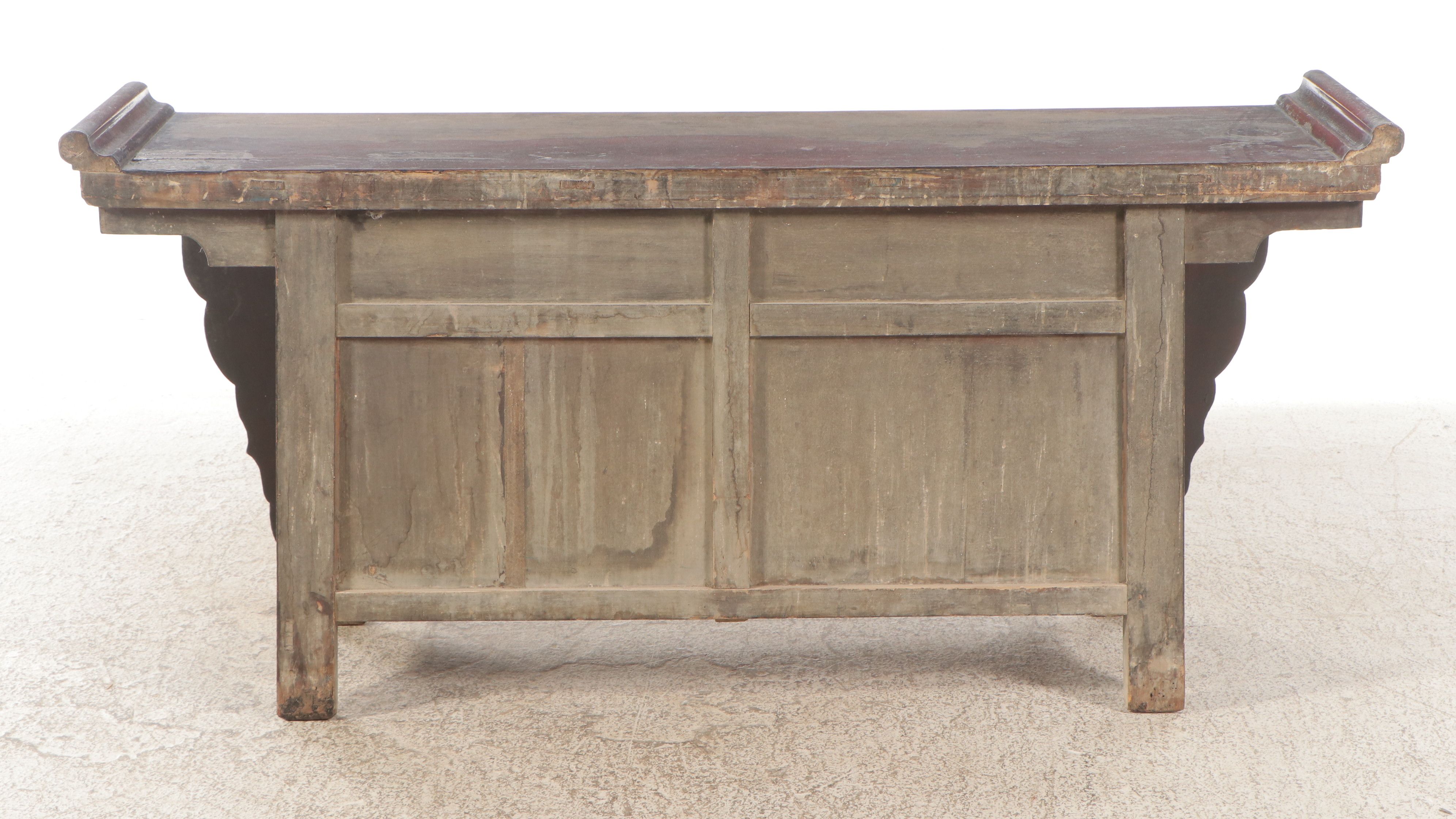 Chinese Red Lacquered Wood Altar-Style Cabinet