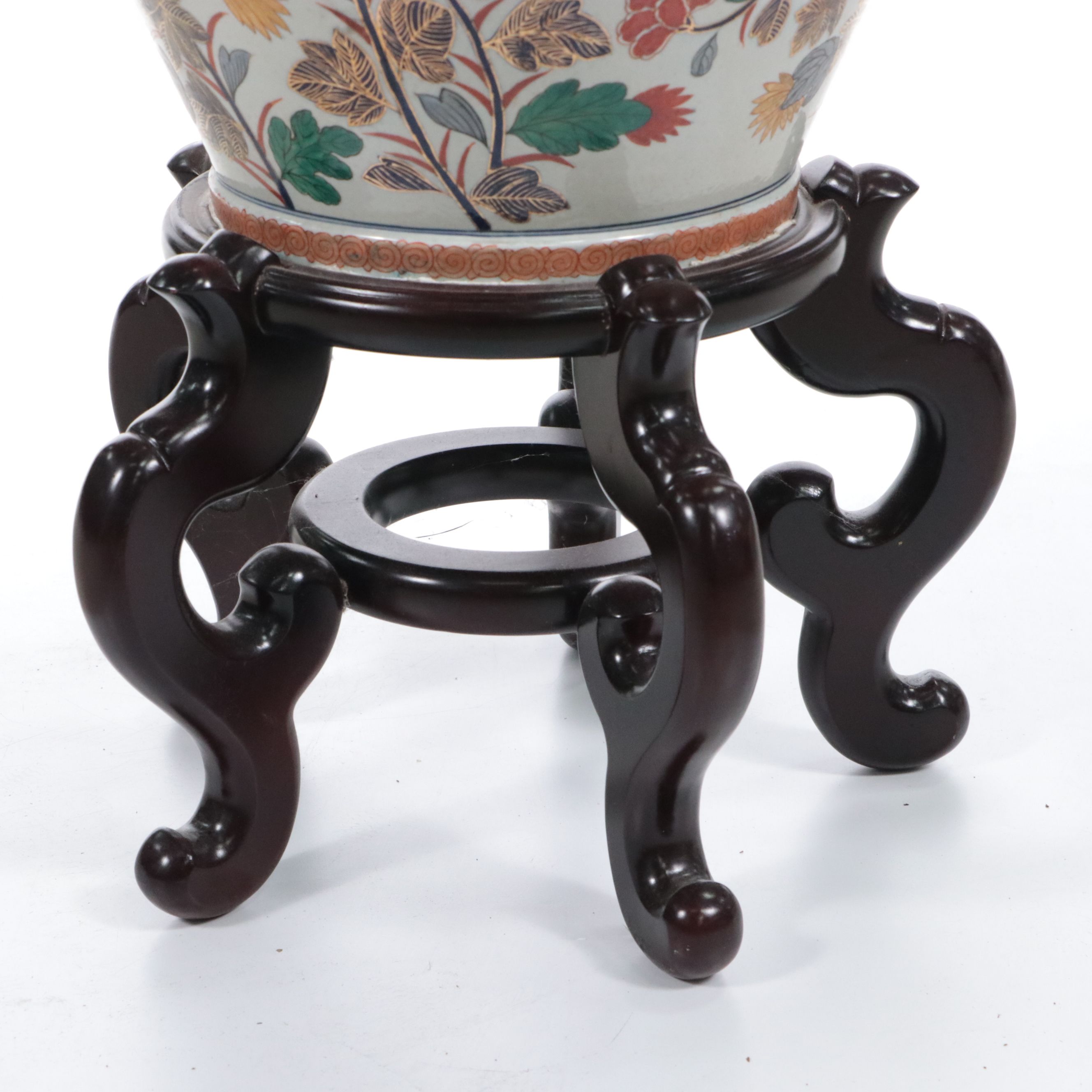 Imari Porcelain Temple Jar on Wooden Stand