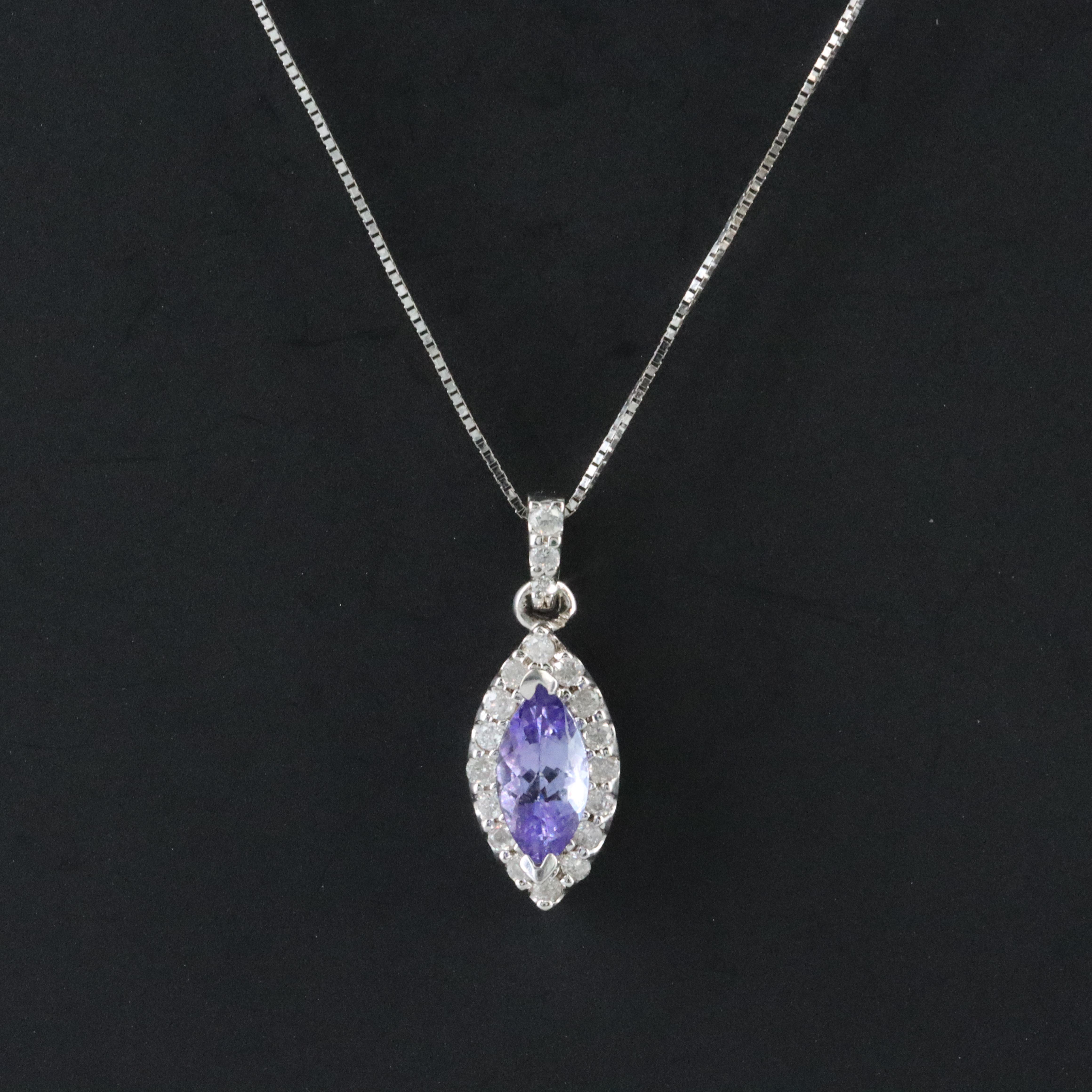 14K Tanzanite and Diamond Pendant Necklace