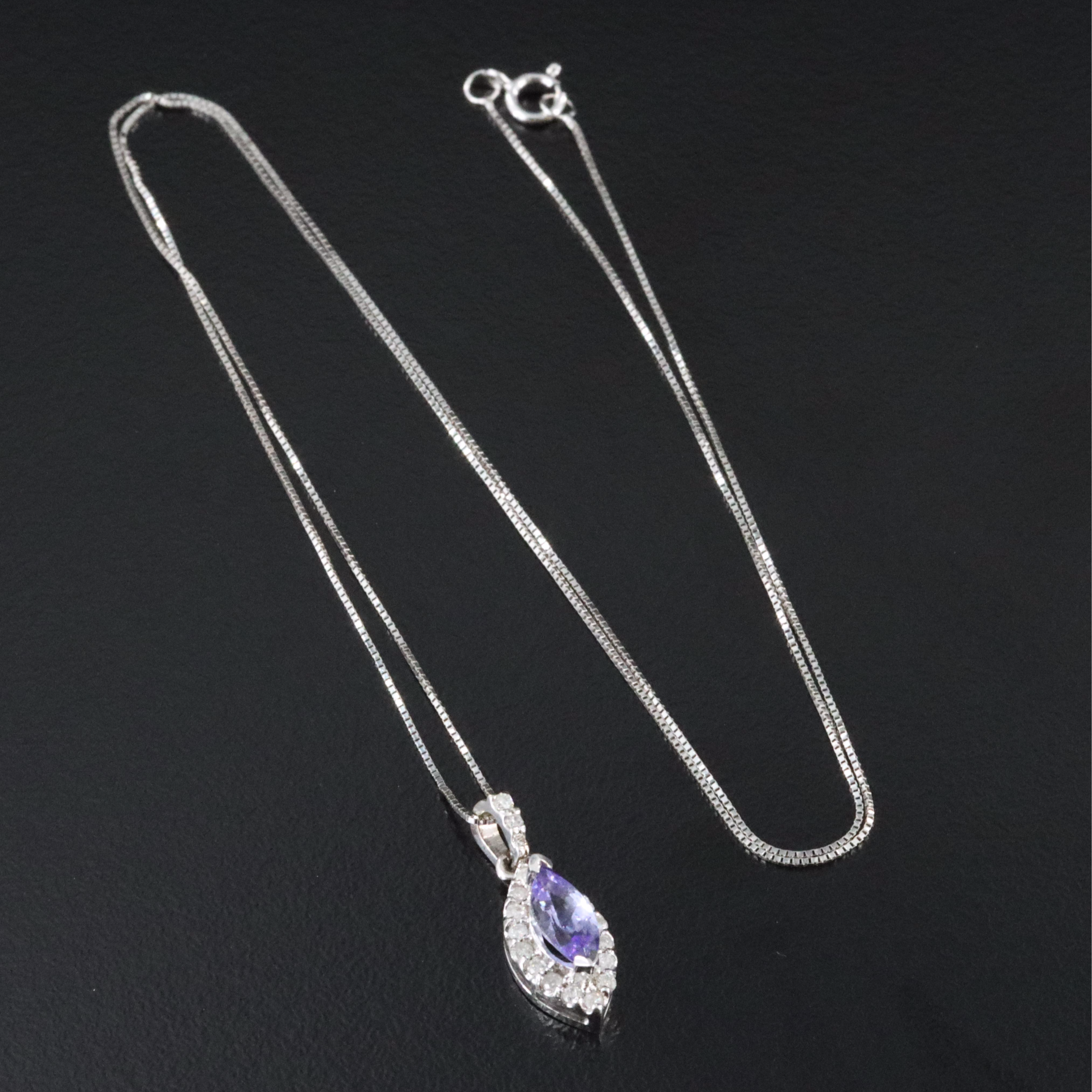 14K Tanzanite and Diamond Pendant Necklace