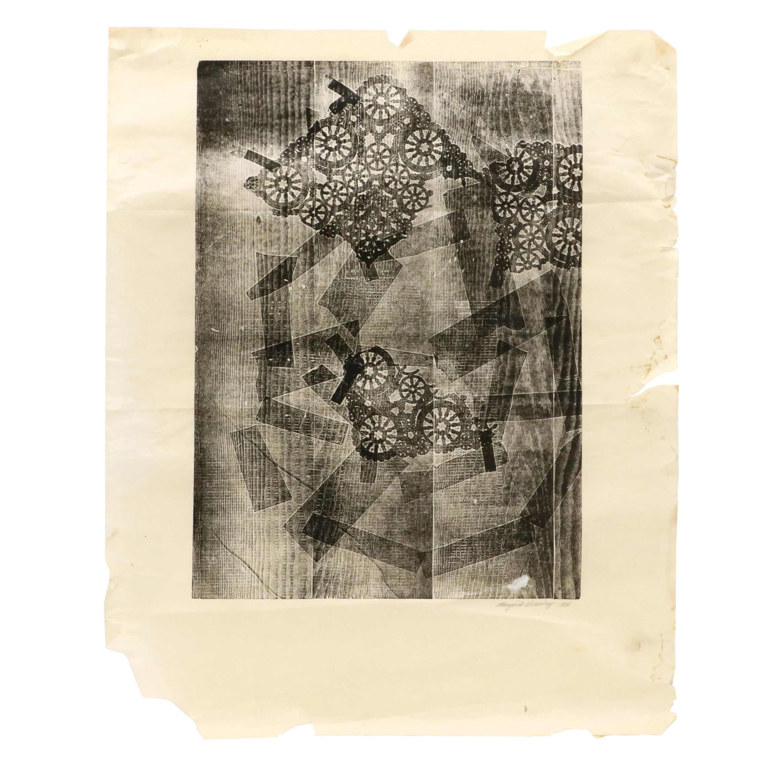 Margaret Wenstrup Abstract Collagraph and More Figural Relief Prints, 1958