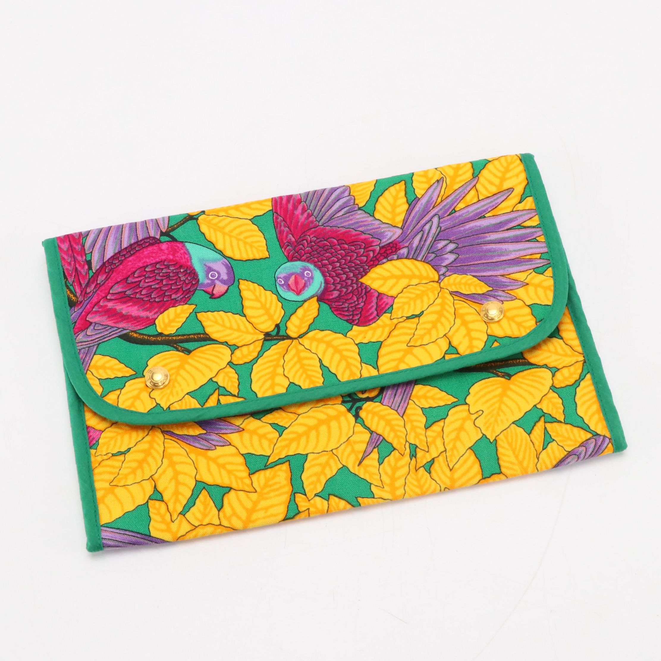 Hermès Snap Front Flap Pouch in Parrot Printed Cotton Canvas