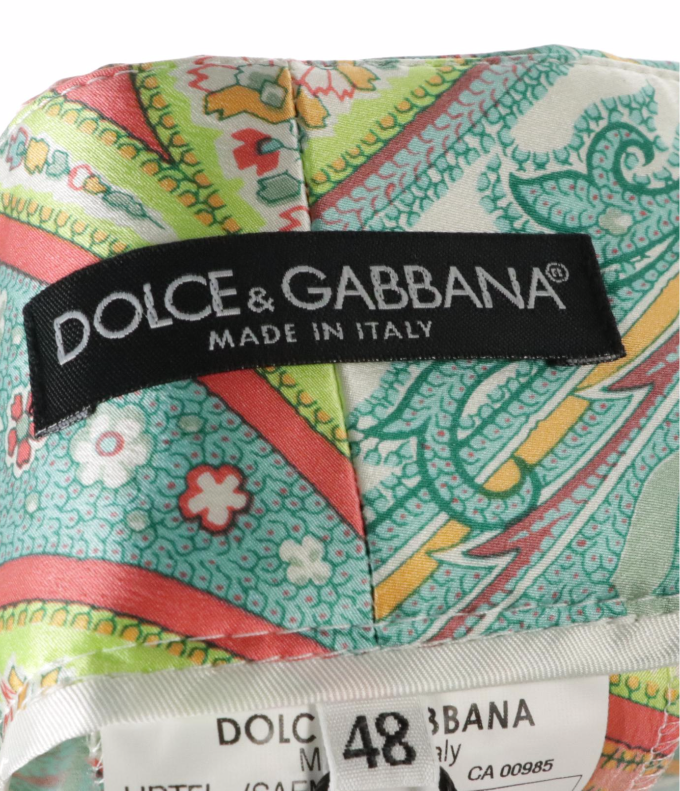 Dolce & Gabbana Silk Paisley Printed Straight-Leg Pleated Trousers, With Tag