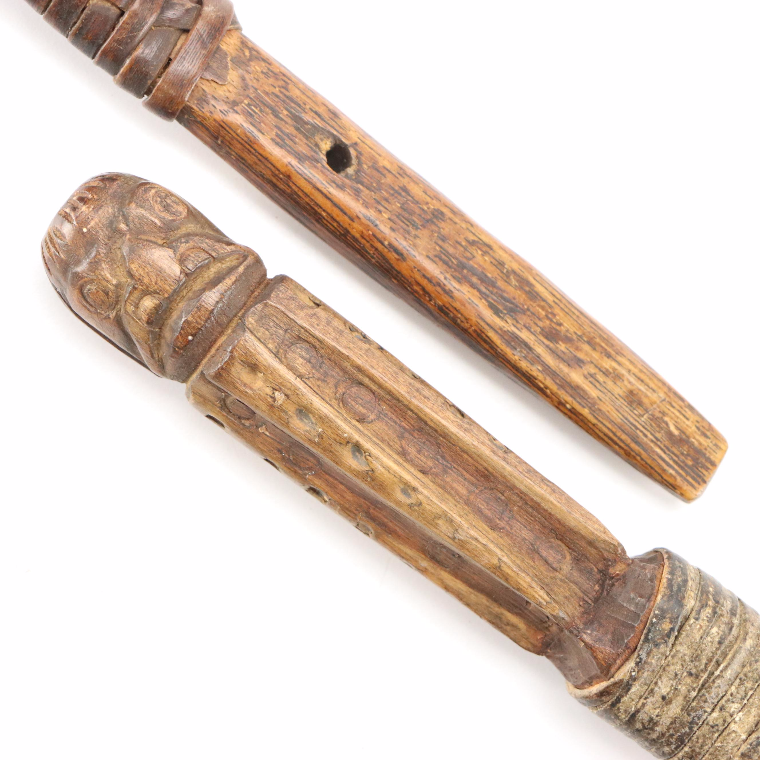 Arctic Indigenous Bone and Antler Hide Scrapers with Other Carved Wood Knives