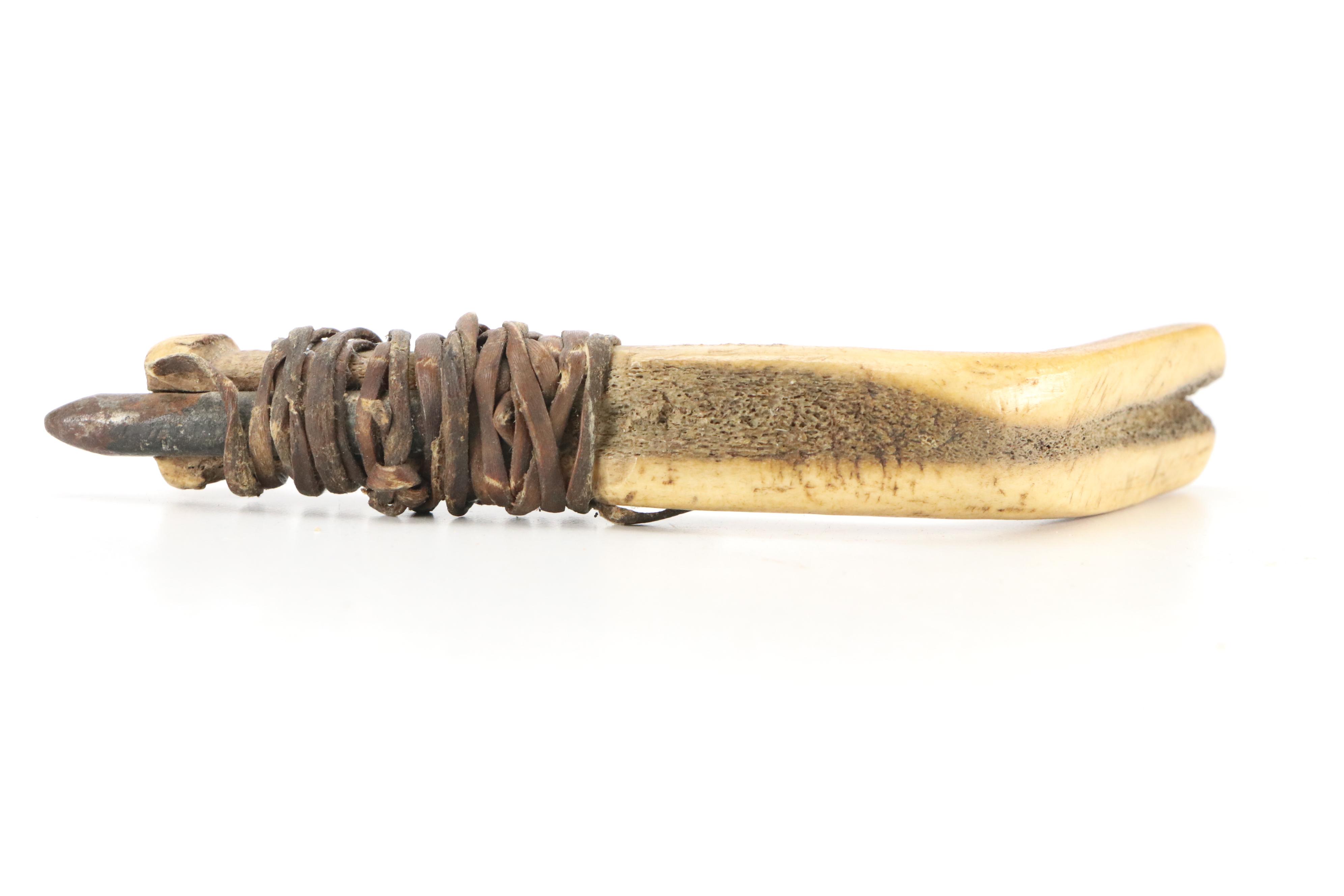 Arctic Indigenous Bone and Antler Hide Scrapers with Other Carved Wood Knives