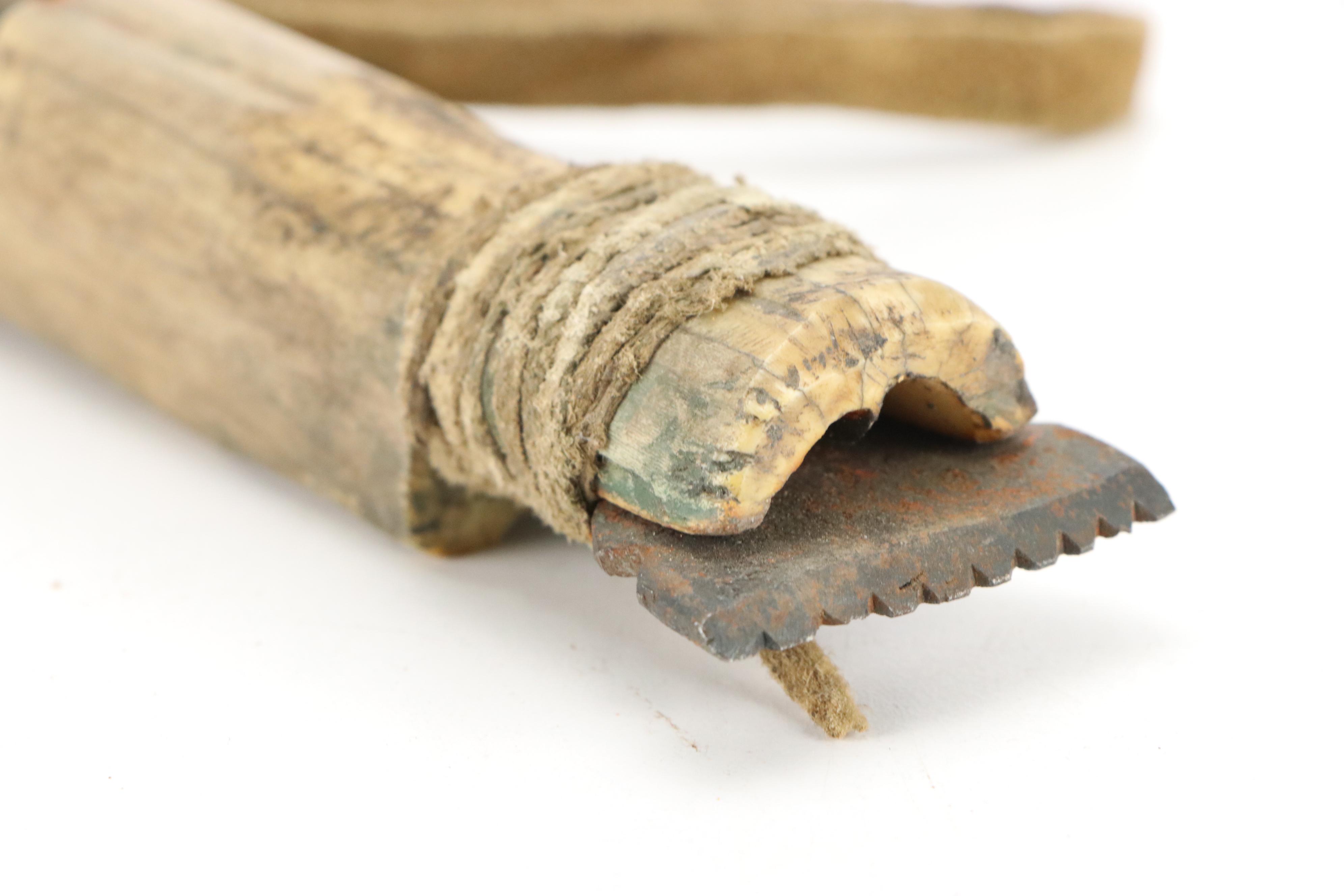 Arctic Indigenous Bone and Antler Hide Scrapers with Other Carved Wood Knives