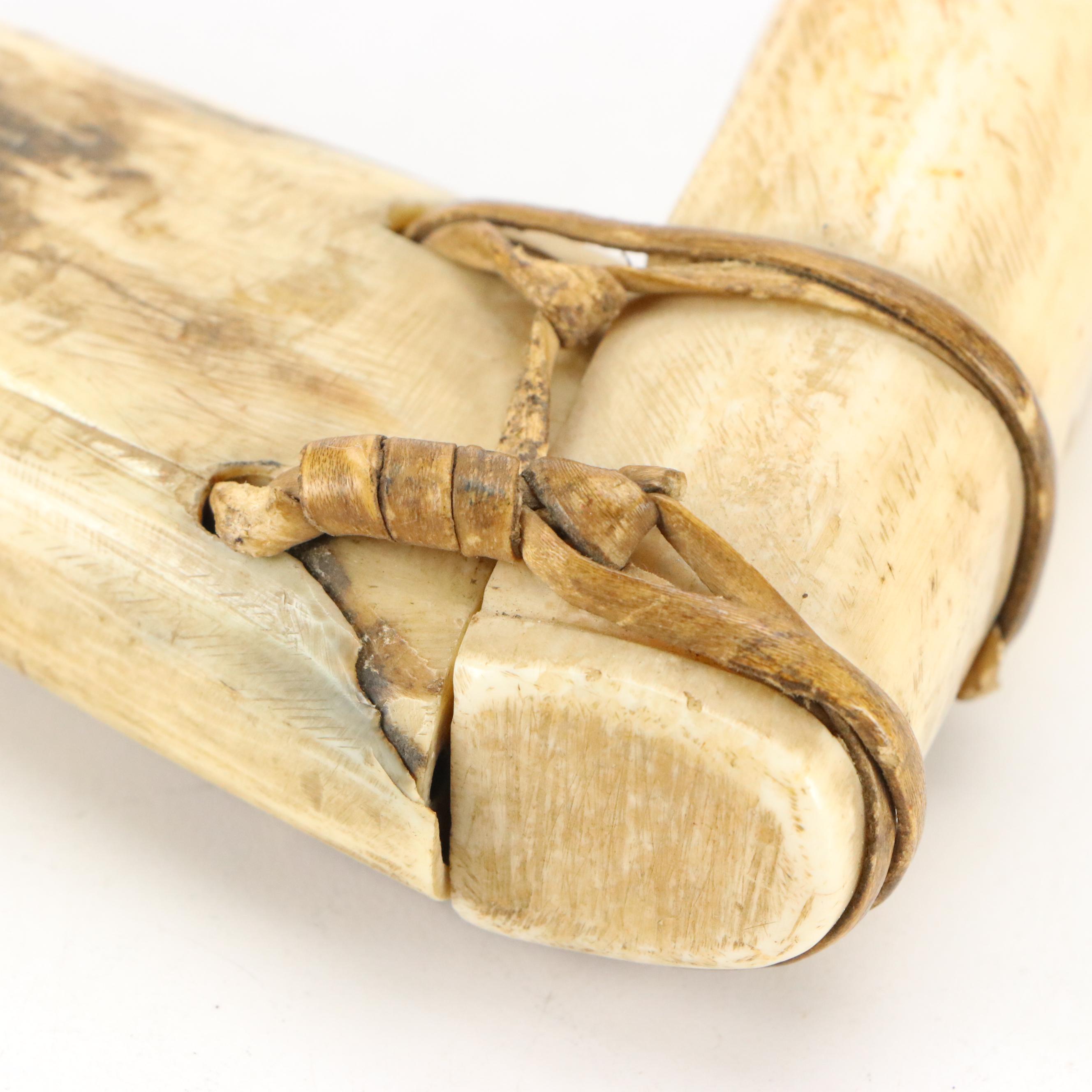 Arctic Indigenous Bone and Antler Hide Scrapers with Other Carved Wood Knives