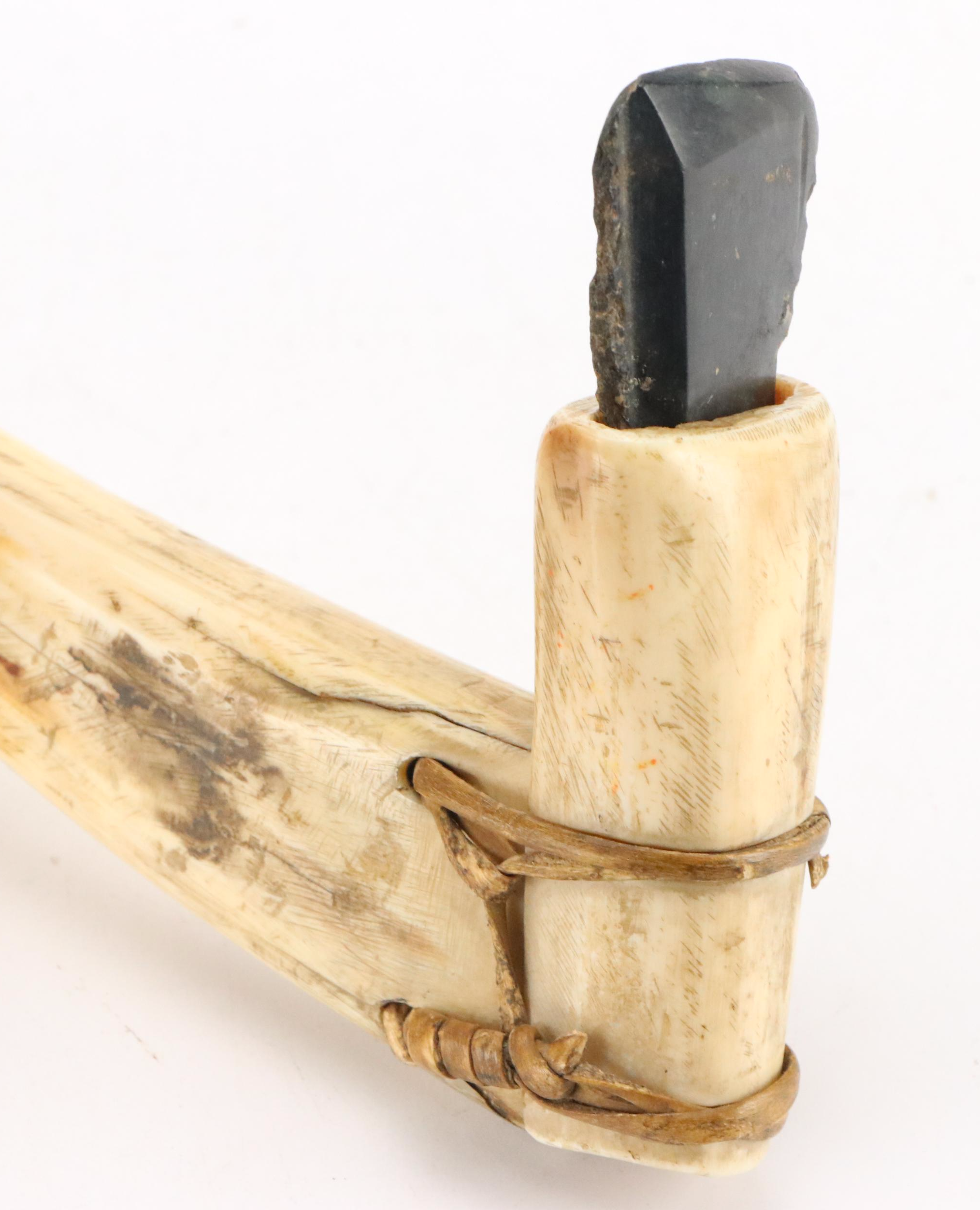 Arctic Indigenous Bone and Antler Hide Scrapers with Other Carved Wood Knives
