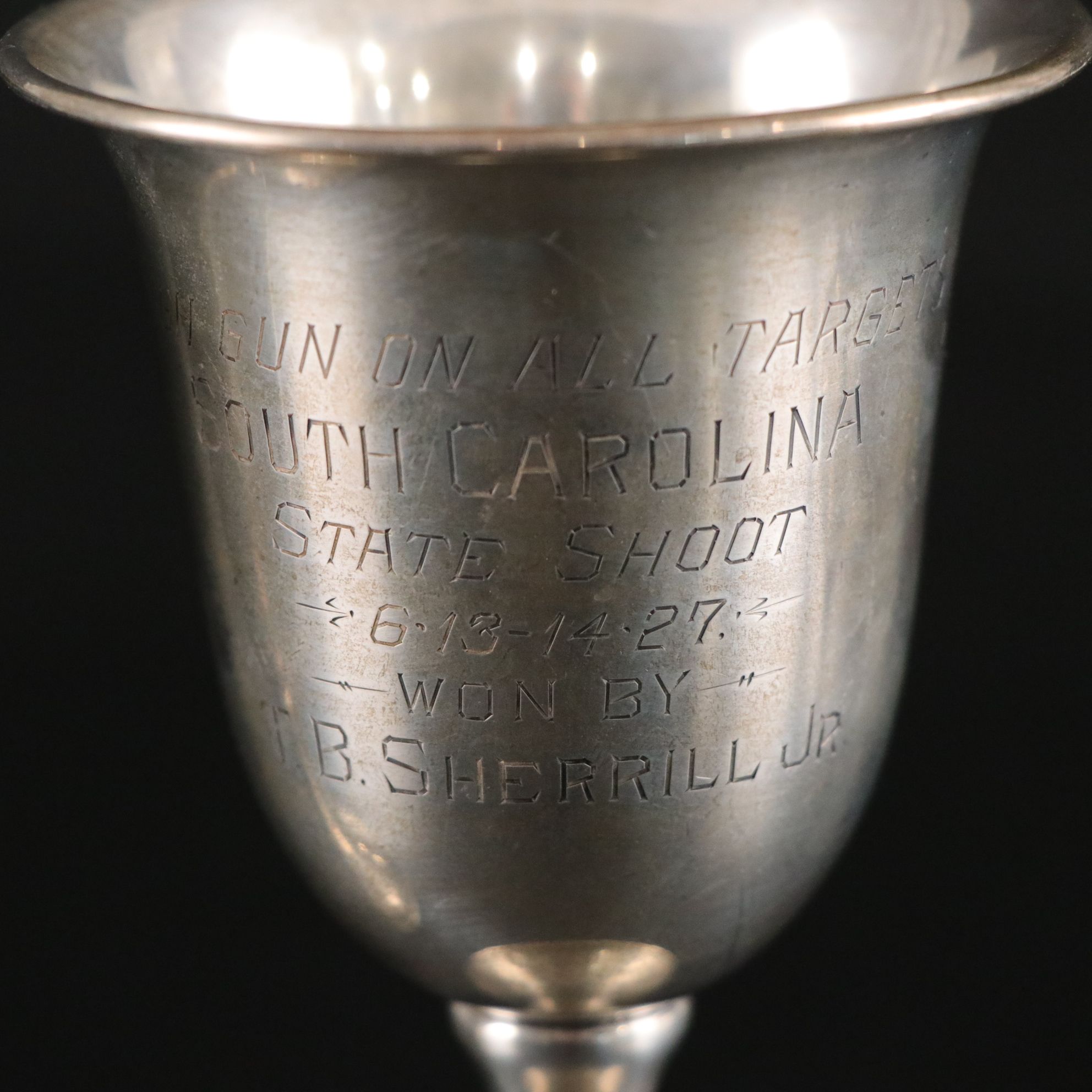Inscribed Sterling Silver Trophy Goblets, Mid-20th Century