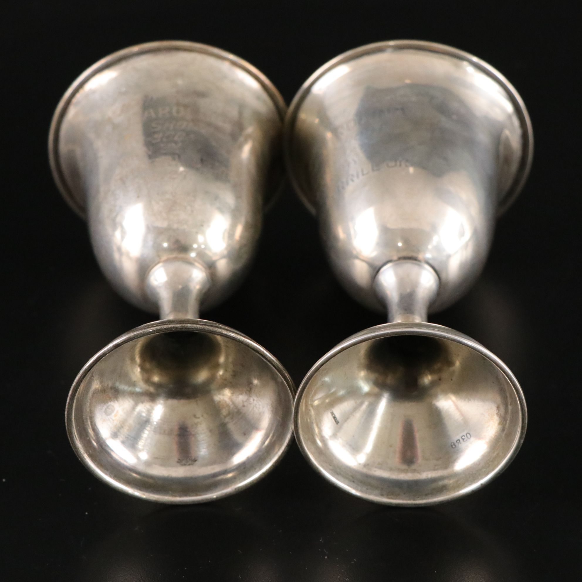 Inscribed Sterling Silver Trophy Goblets, Mid-20th Century