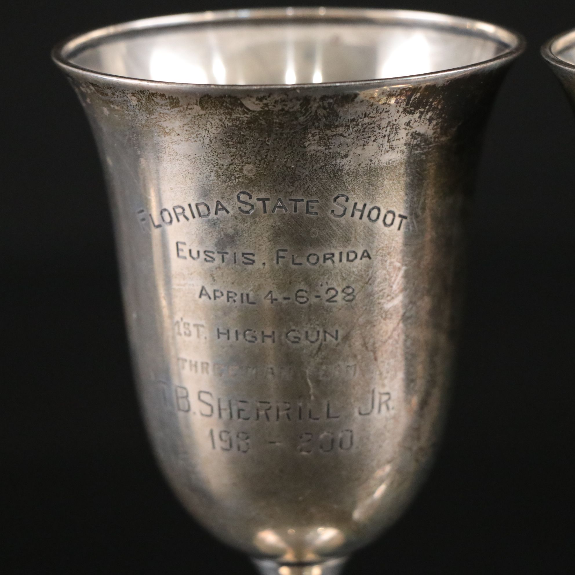 Inscribed Sterling Silver Trophy Goblets, Mid-20th Century