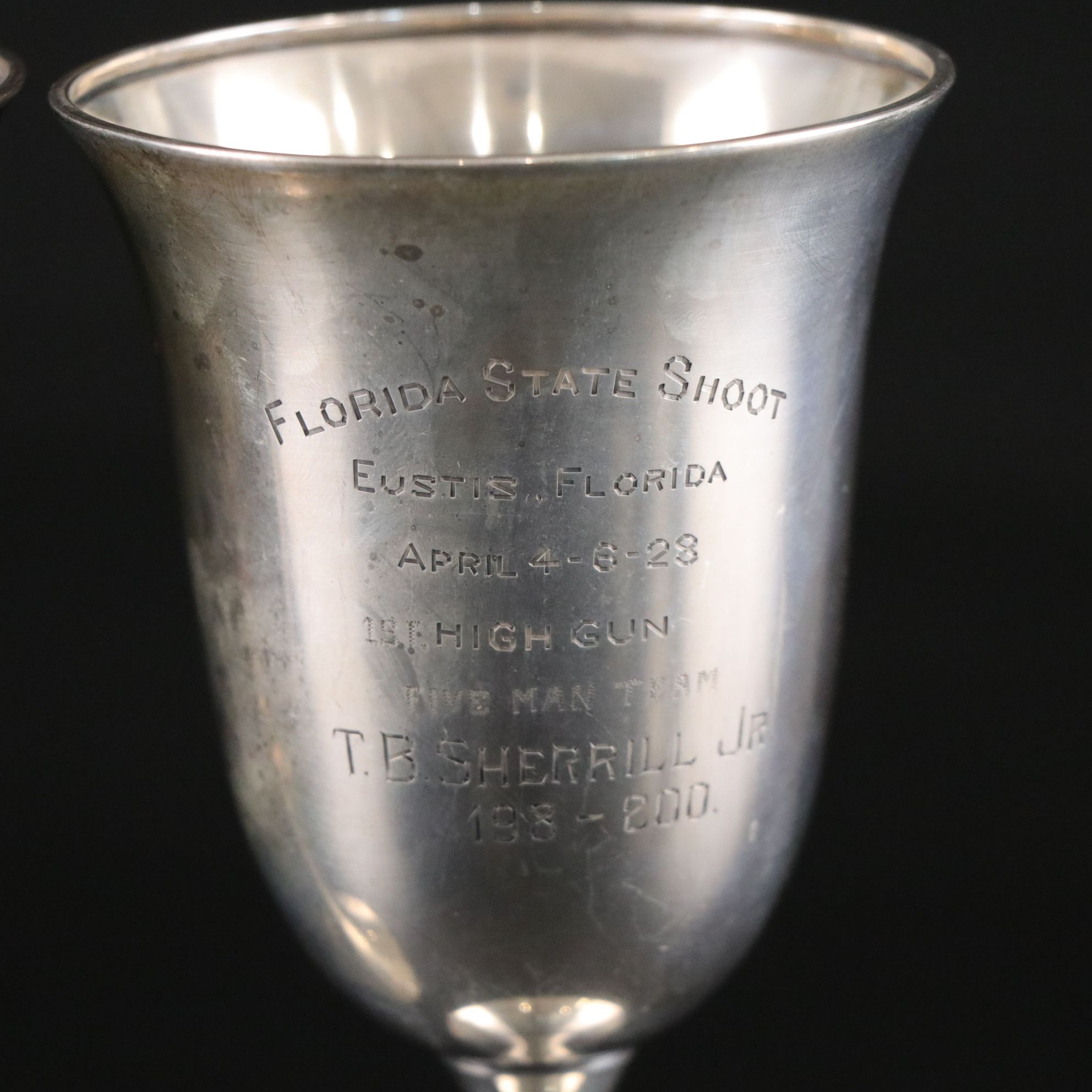 Inscribed Sterling Silver Trophy Goblets, Mid-20th Century