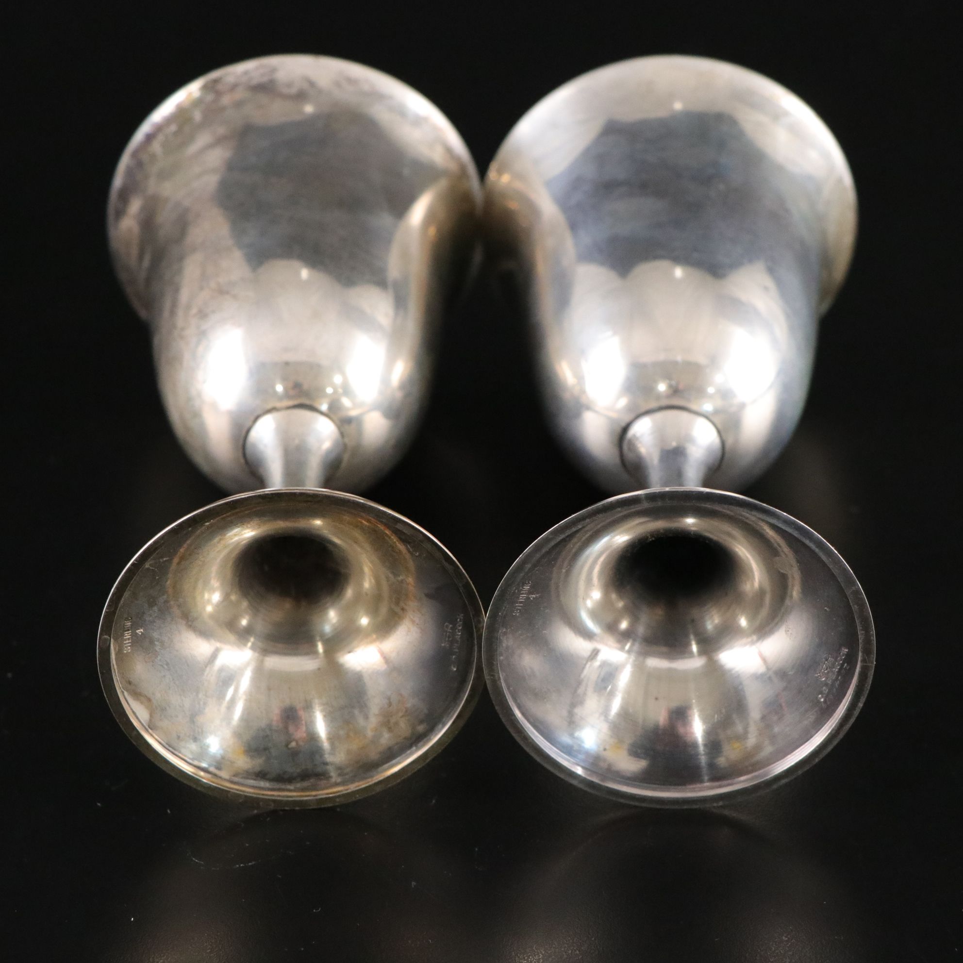 Inscribed Sterling Silver Trophy Goblets, Mid-20th Century